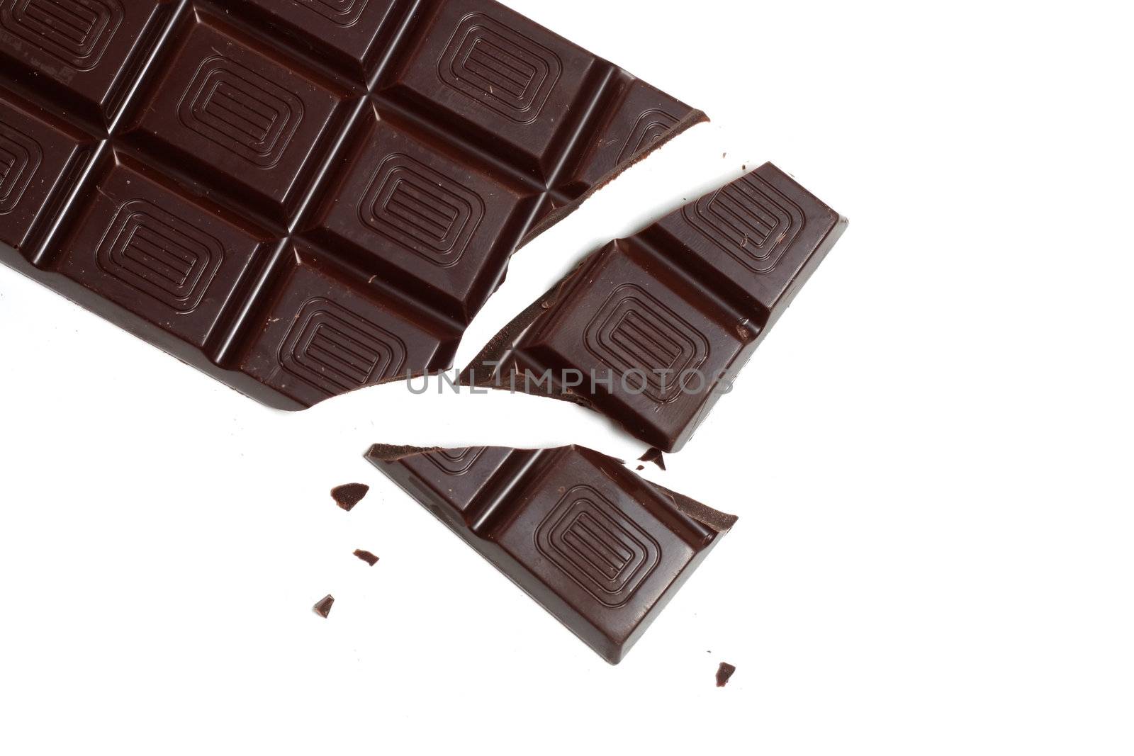 Delicious dark chocolate bar isolated