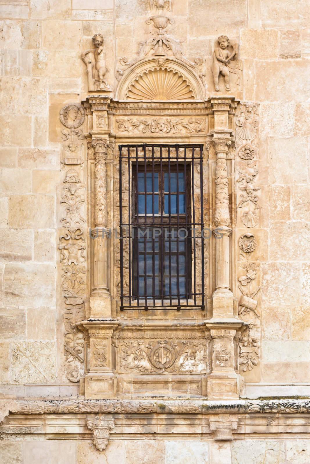 Vintage window in medievel monastery in Spain.