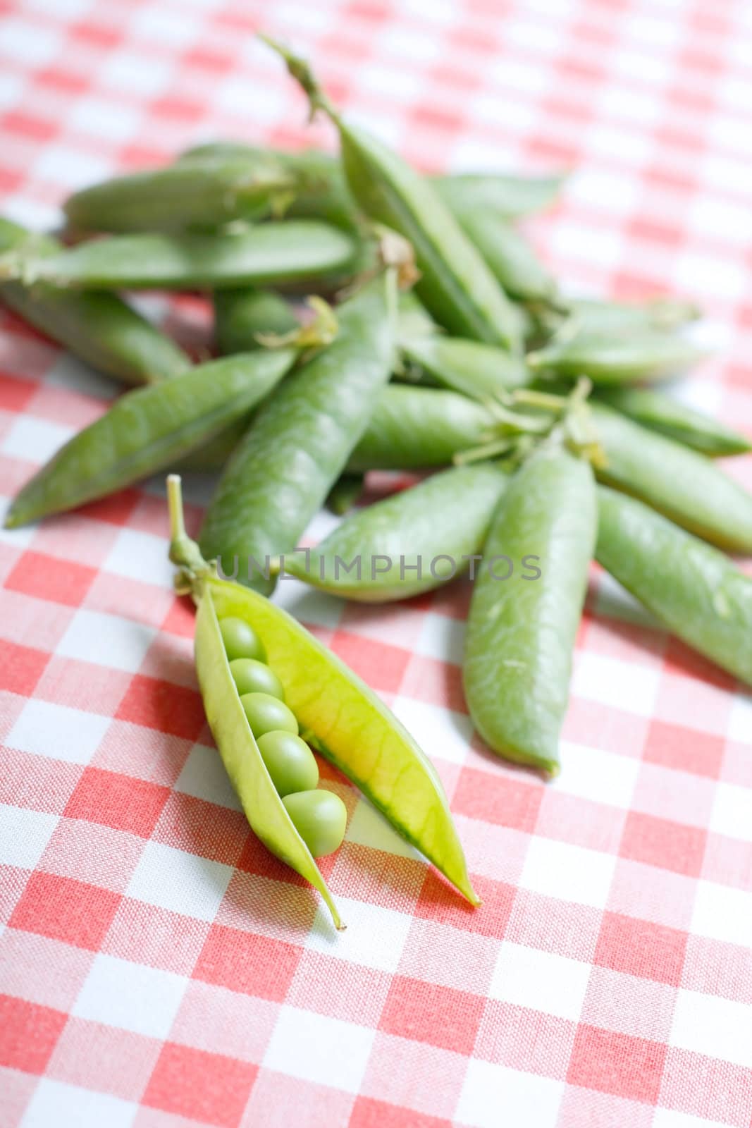 Peapods on a table