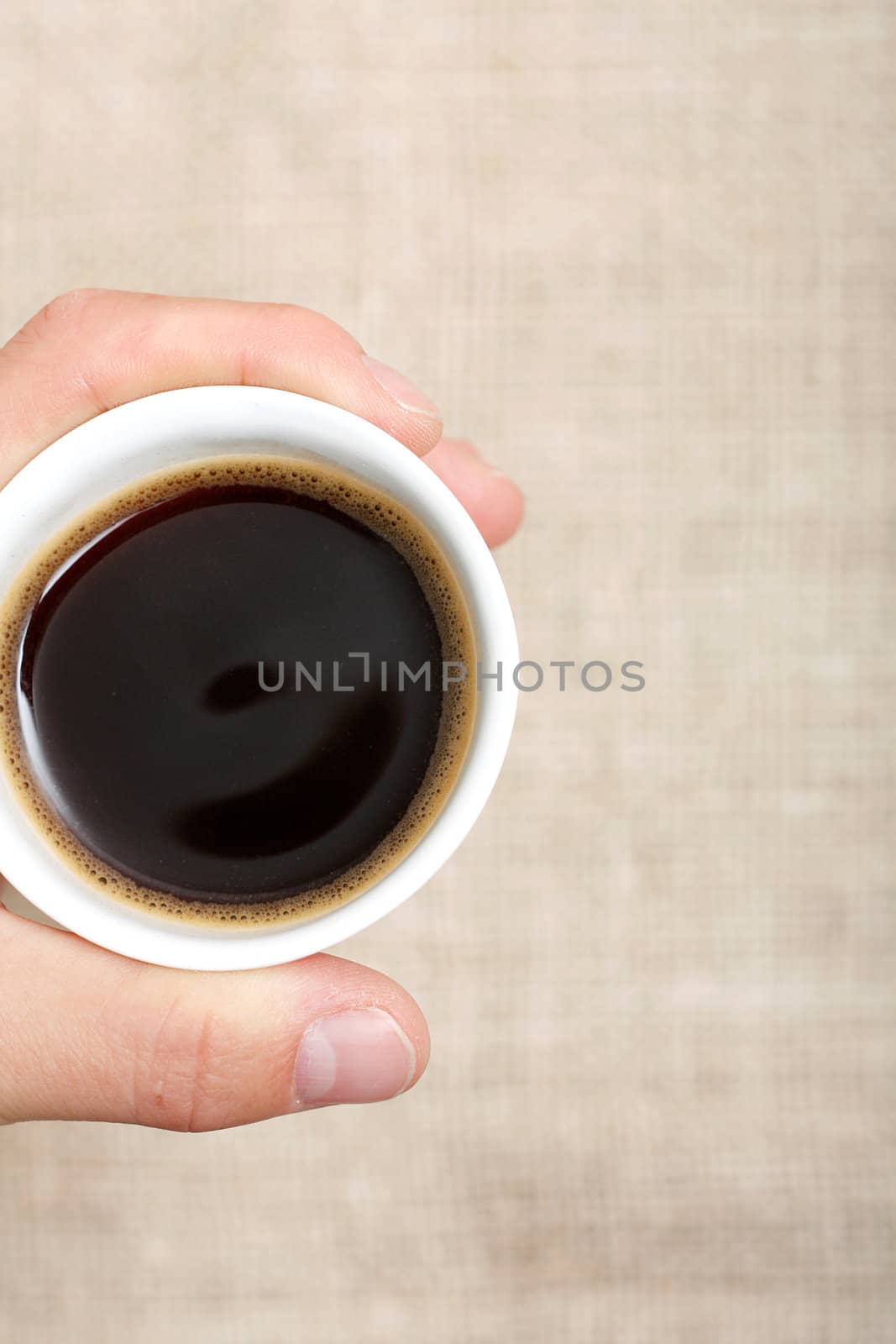 Hand holding a delicious cup of coffee