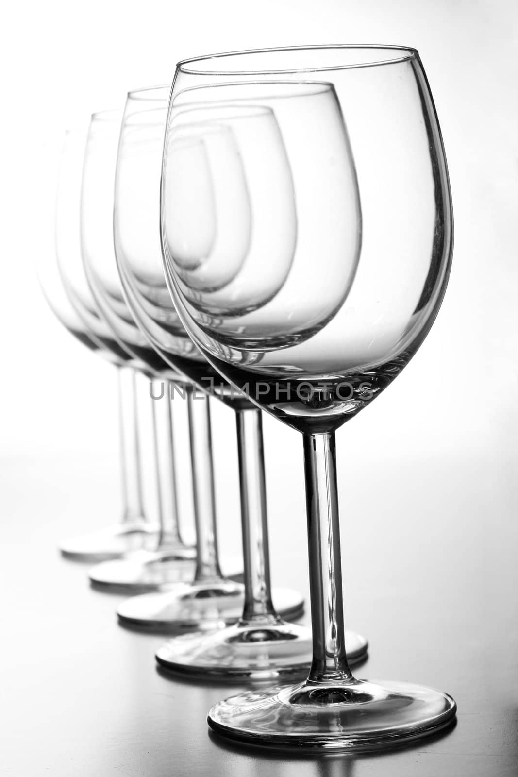 Empty wine glasses by leeser