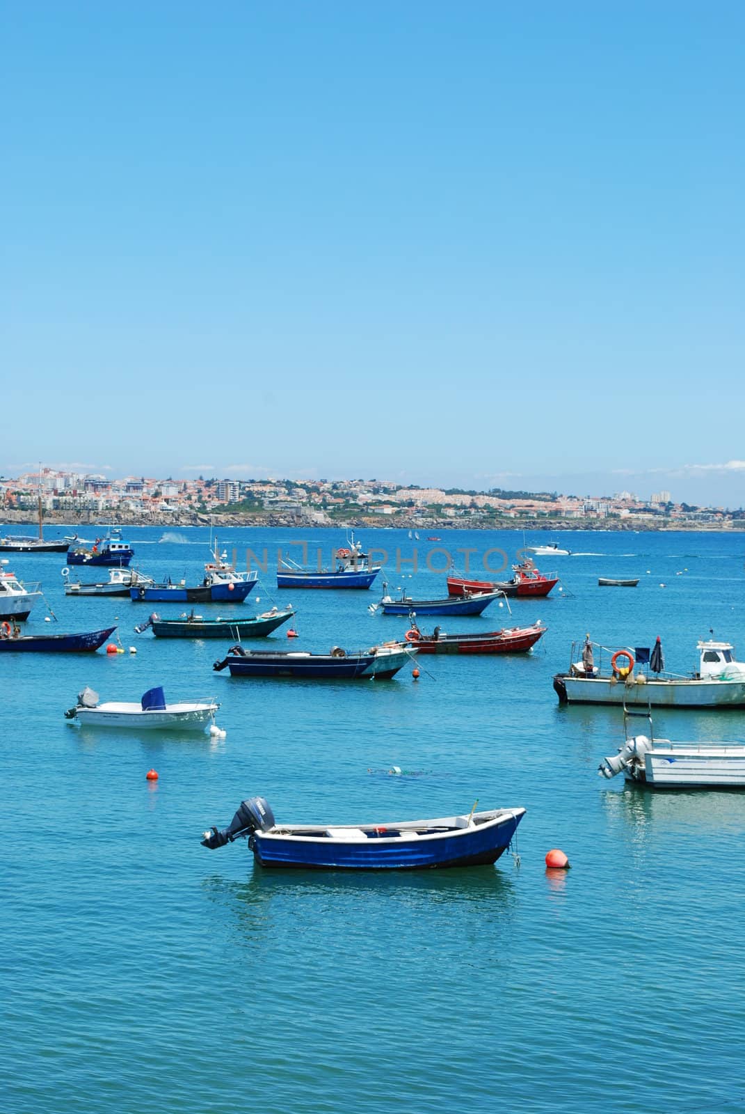 beautiful photo of boats harbor in the port of Cascais, Portugal