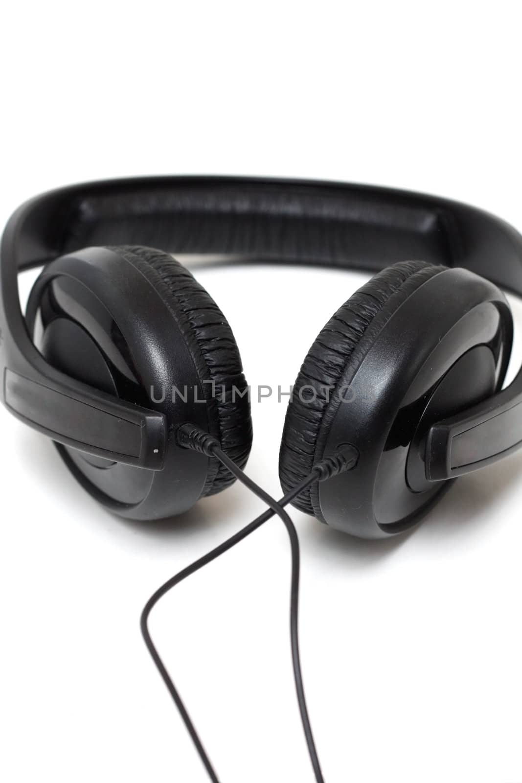 Headphones isolated on white in a studio