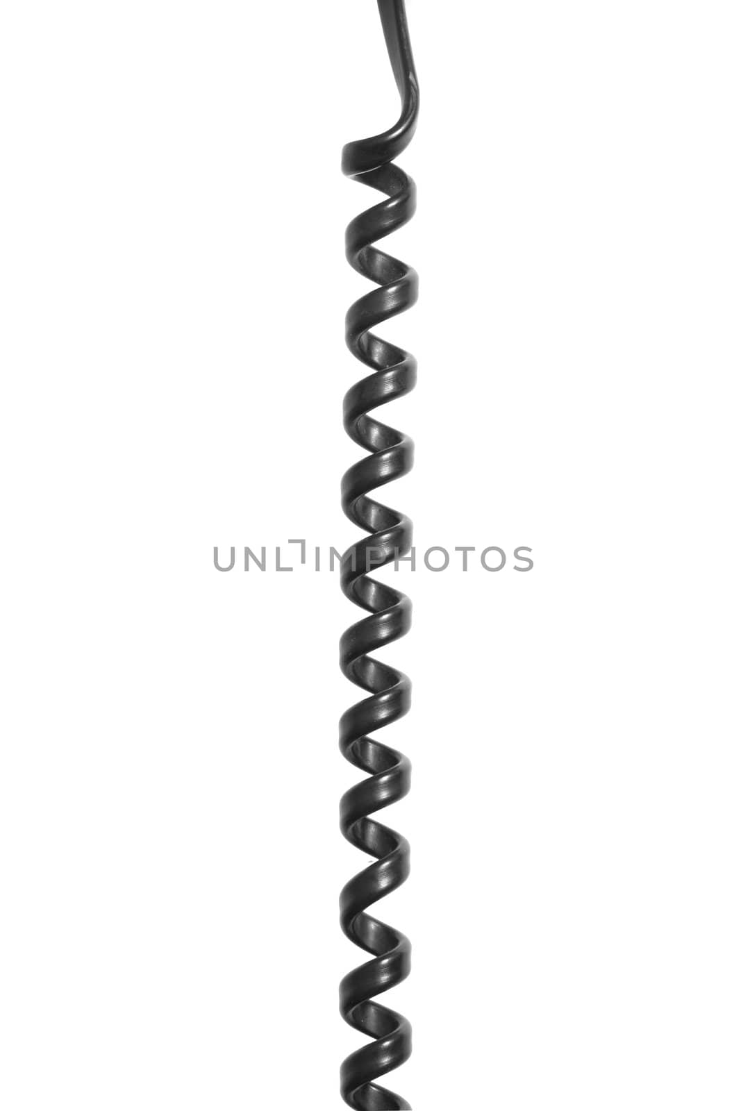 A telephone cord isolated on white