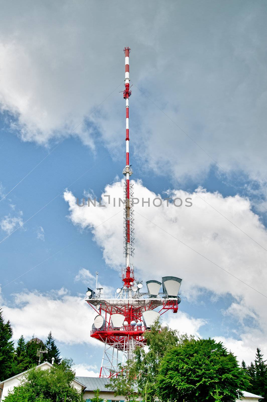 Communication Tower with Clouds in Lower Austria
