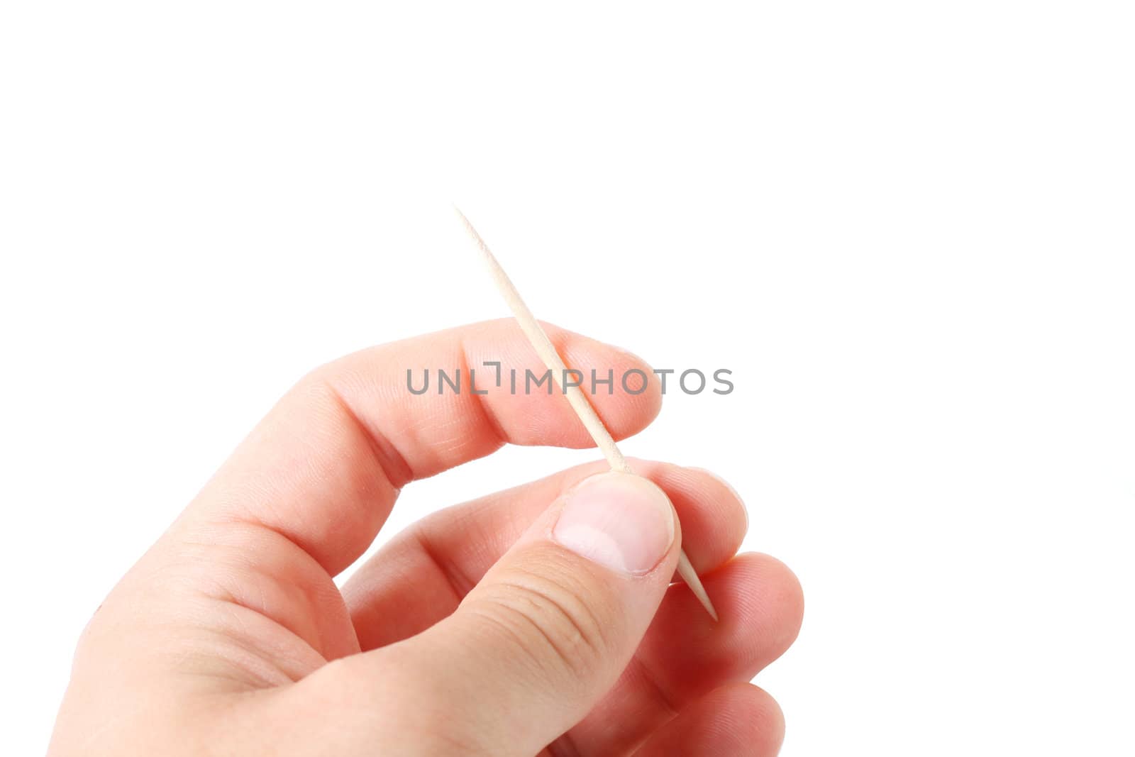 Hand holding toothpicks by leeser