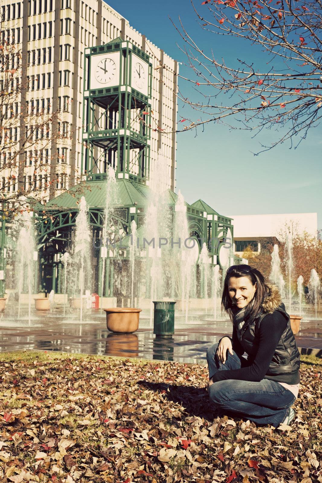 Smiling Girl enjoying fall in Memphis, Tennessee, USA