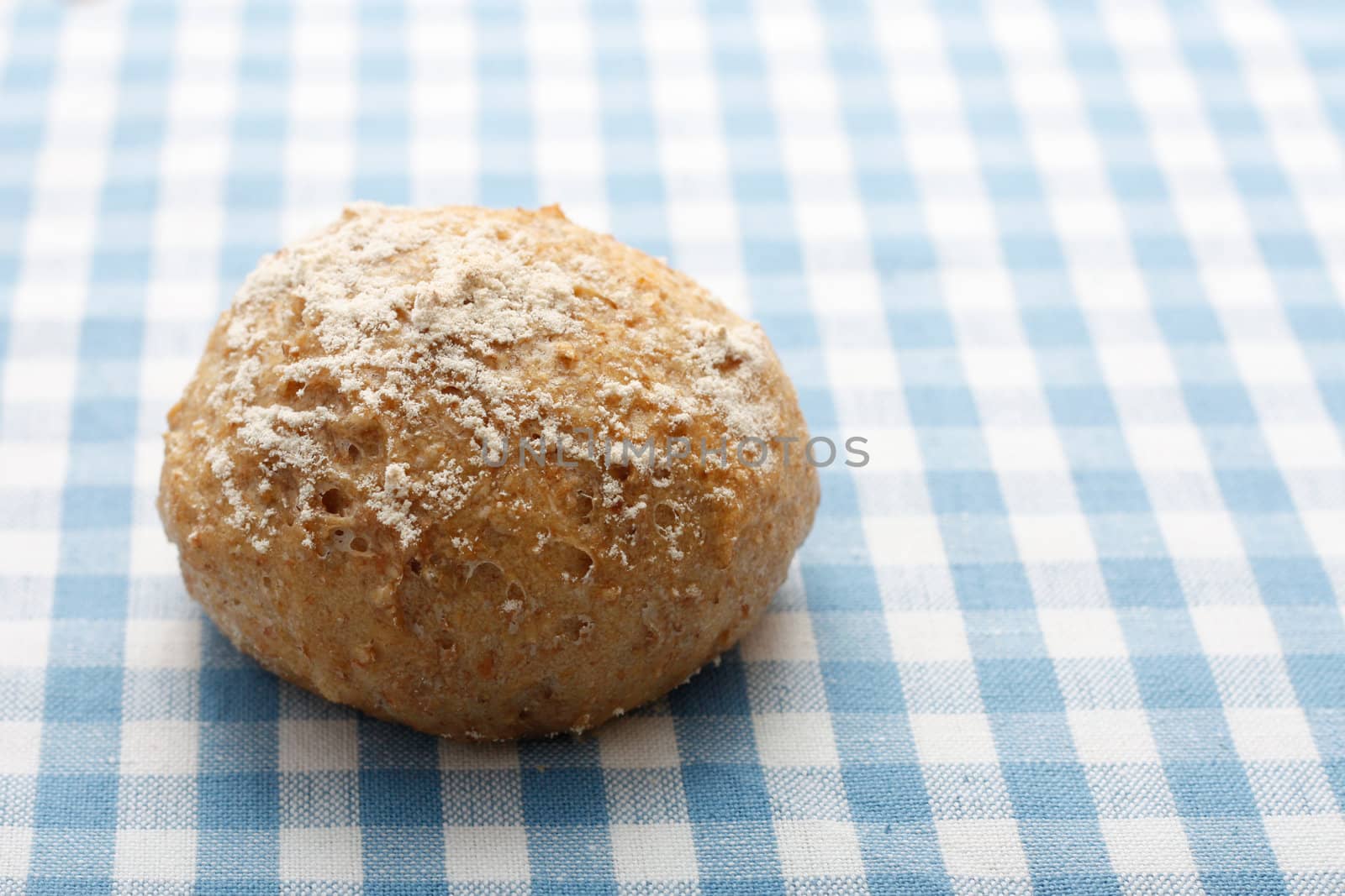 Delicious wholemeal bread roll freshly baked