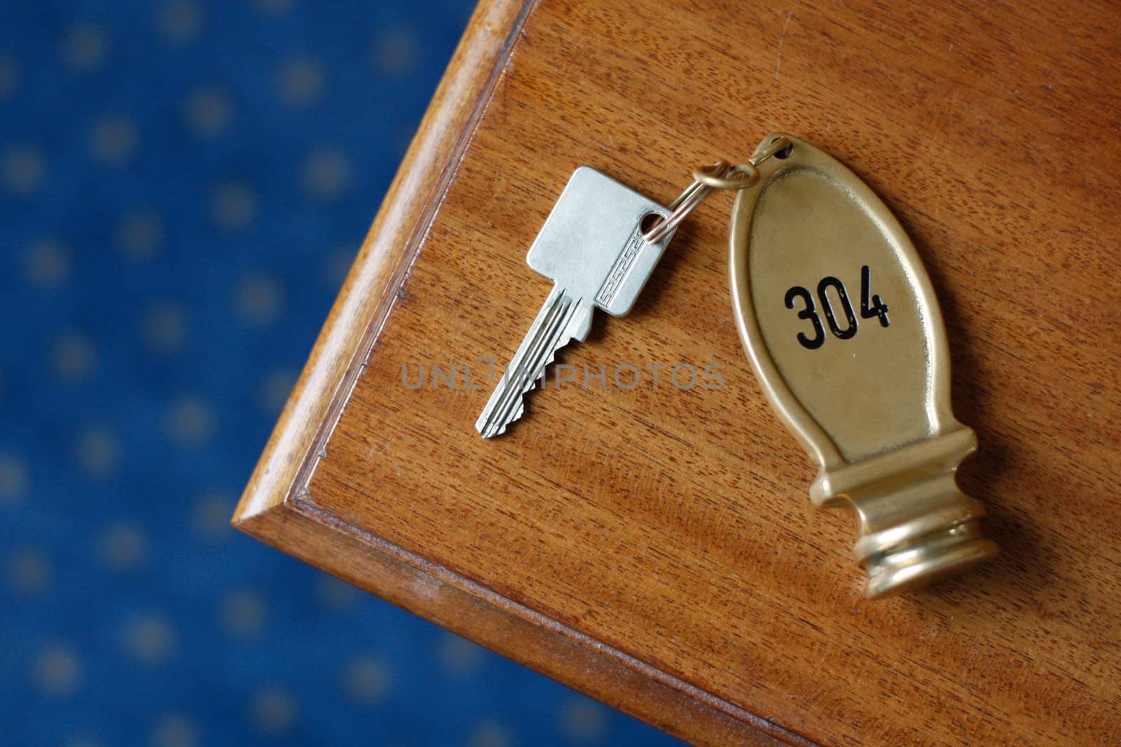 A hotel key on a table