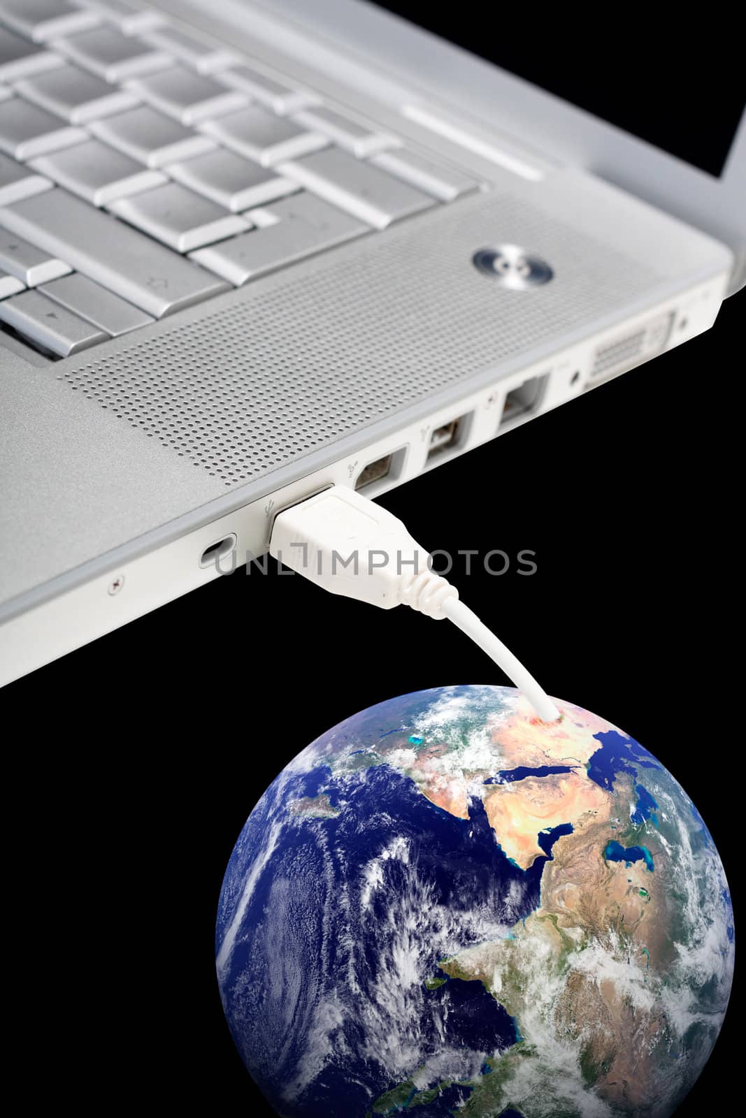 Laptop connected to Earth