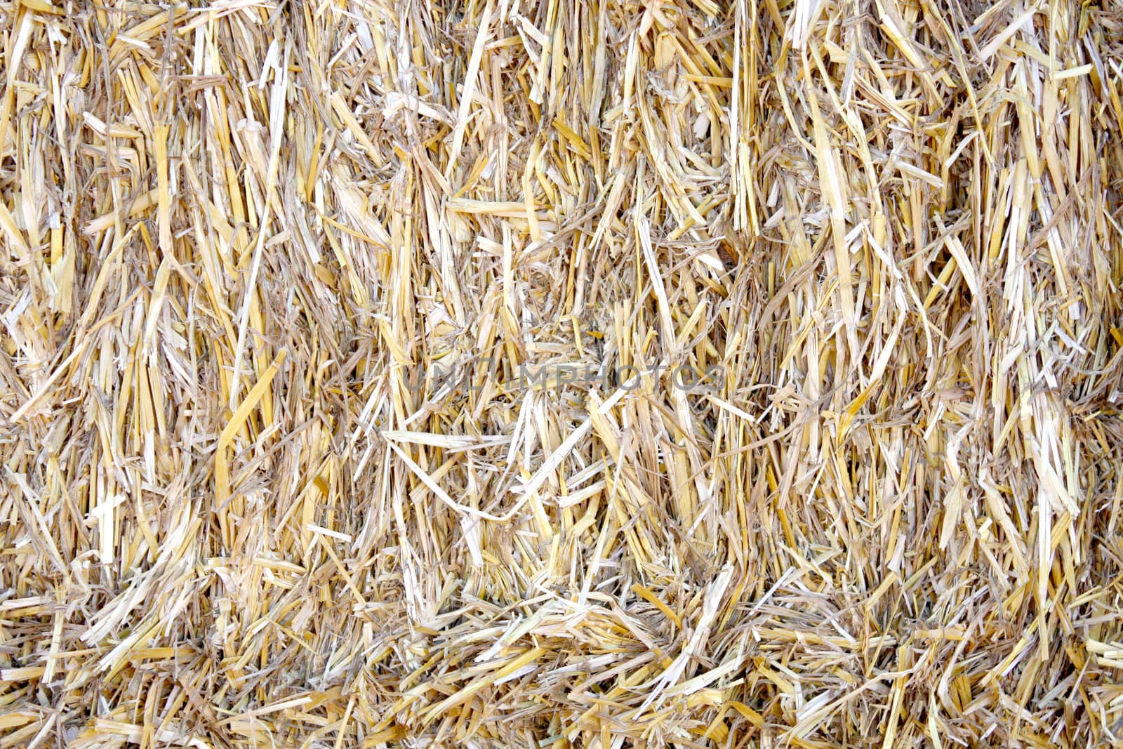 A close up of a bale of straw