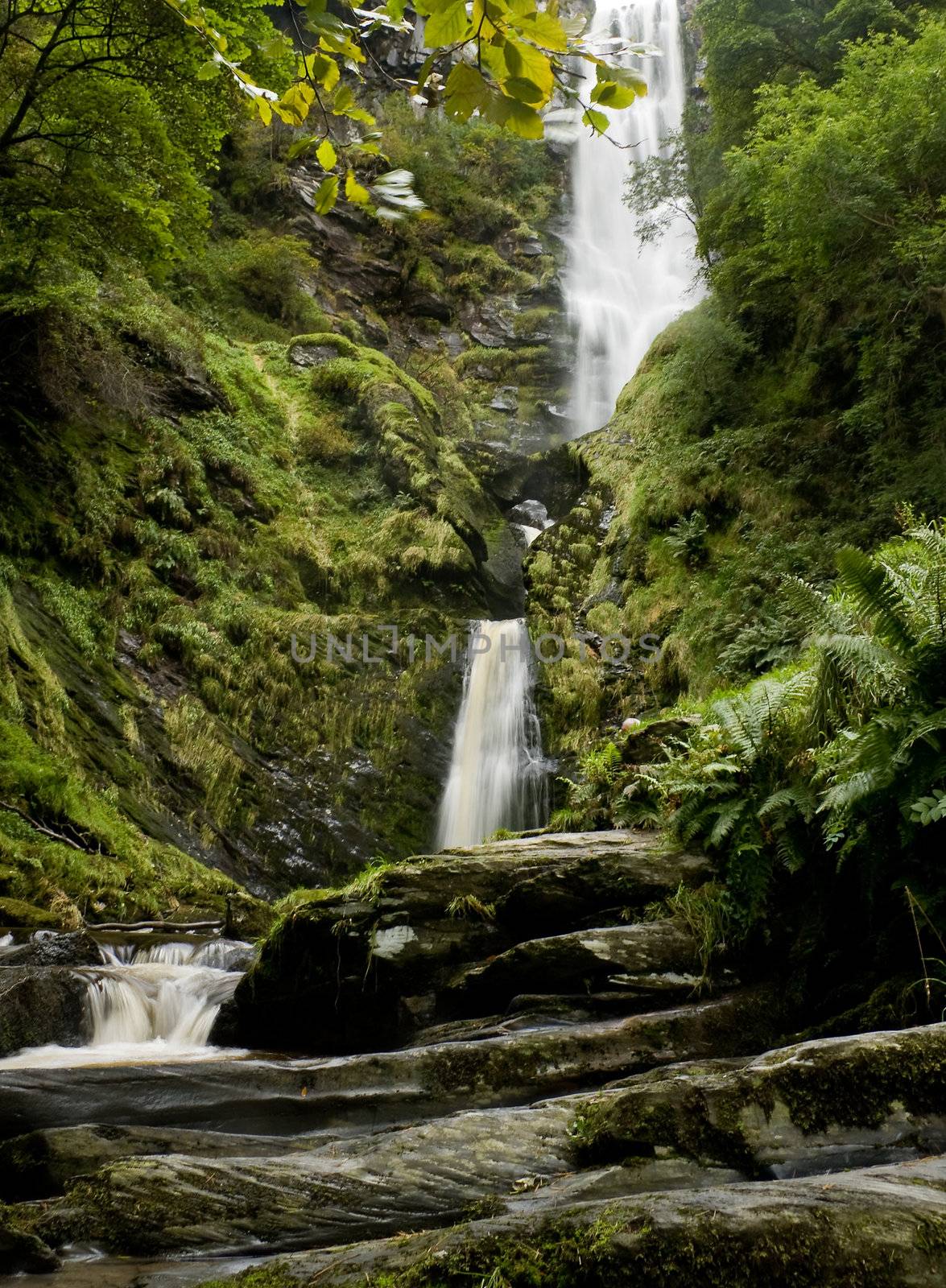 Vertical waterfall in Wales by steheap