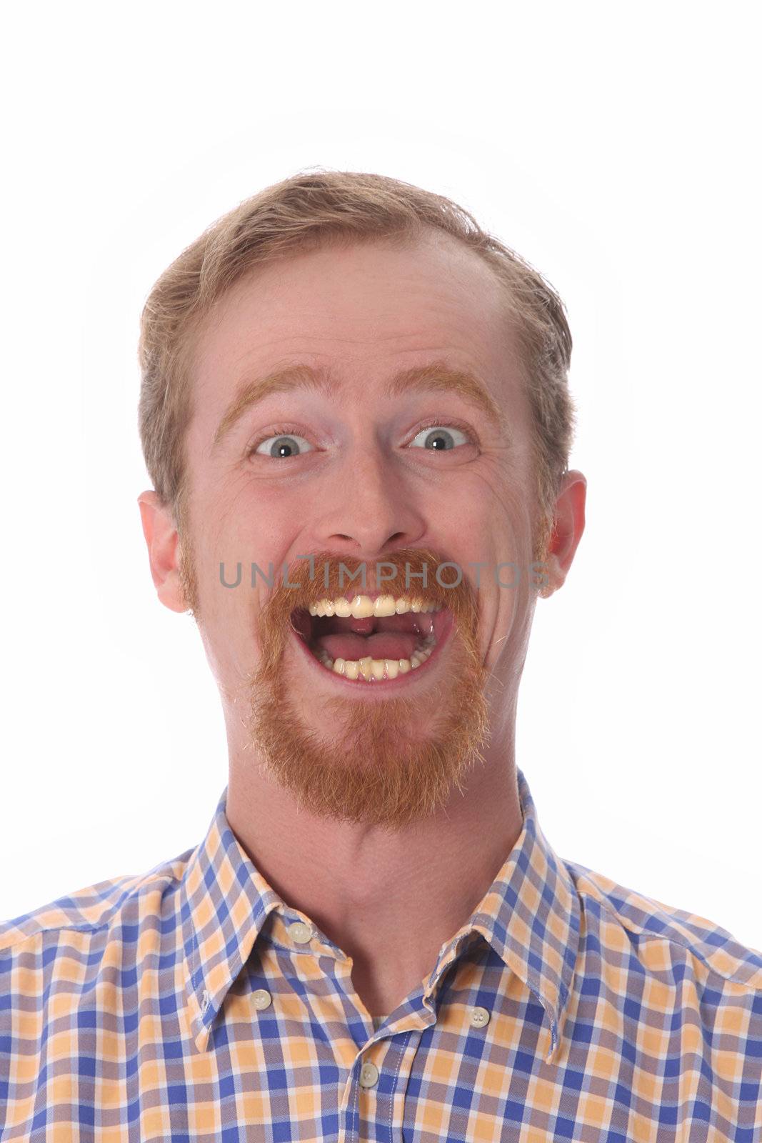 Portrait of smiling man on white background