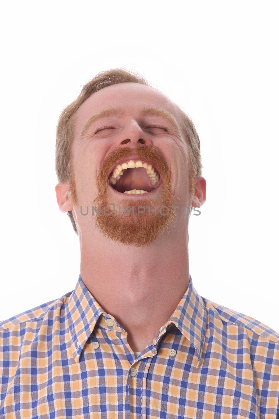 Portrait of smiling man on white background
