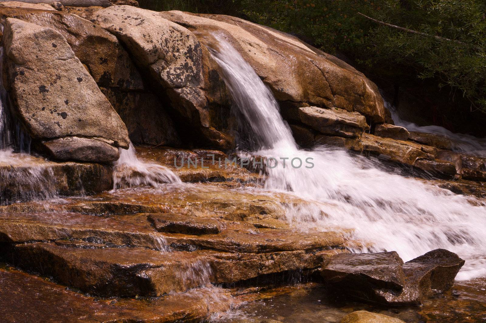 Small Sierra Waterfall to pond landscape by bobkeenan