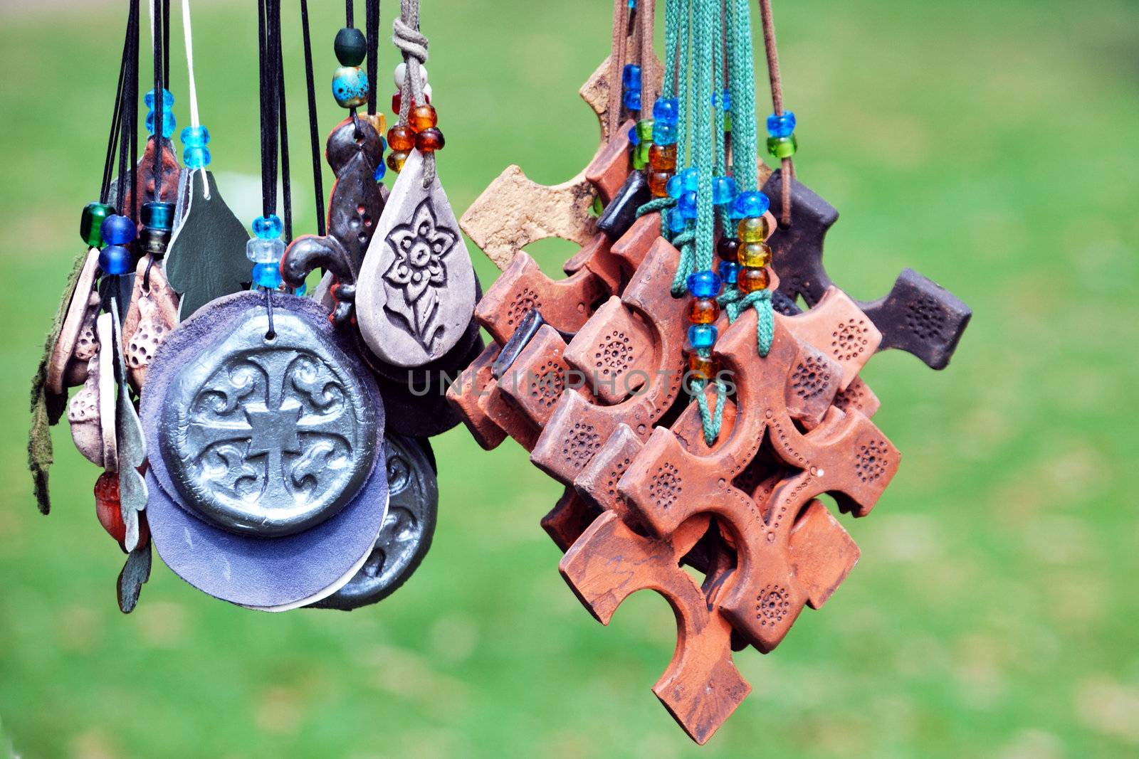 Medieval and celtic style jewelry hanging down