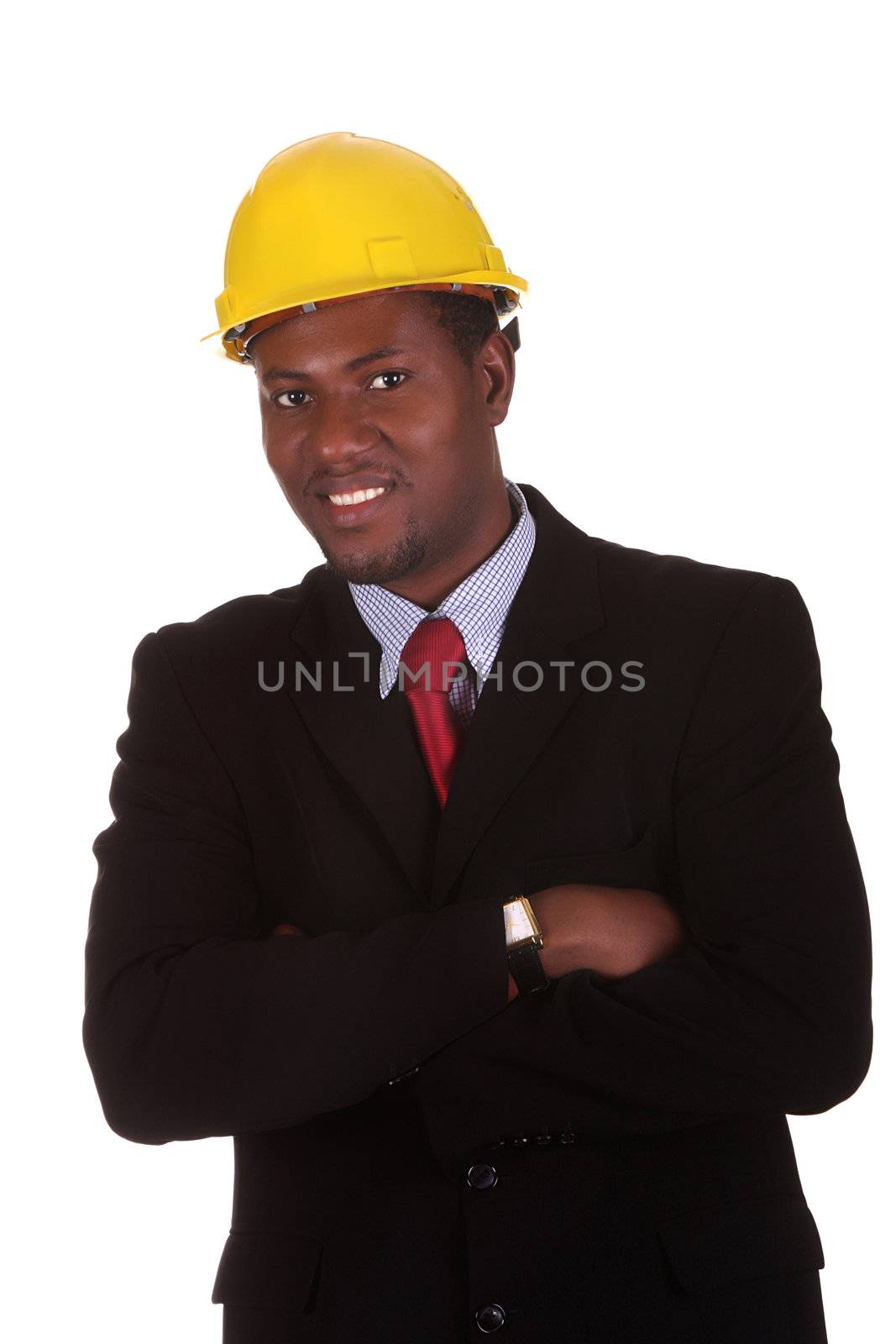 Young african american Businessman on white background