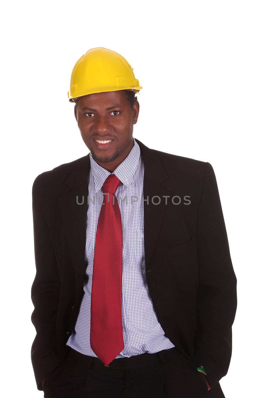 Young african american Businessman on white background