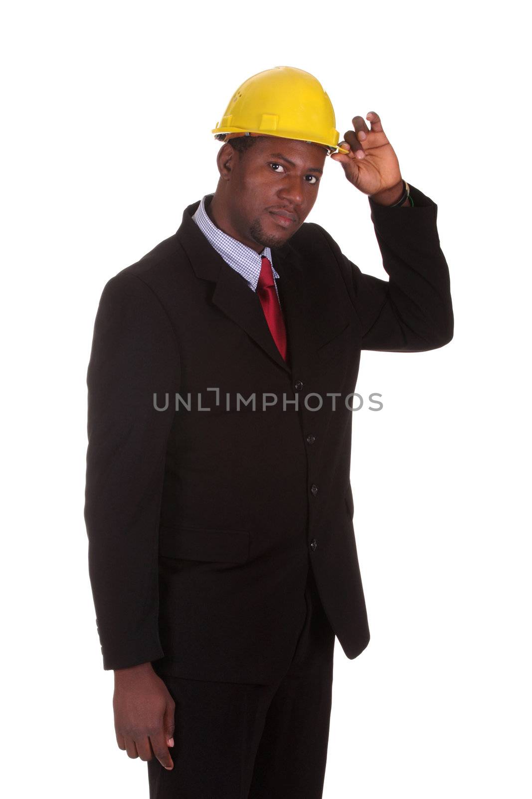 Young african american Businessman on white background