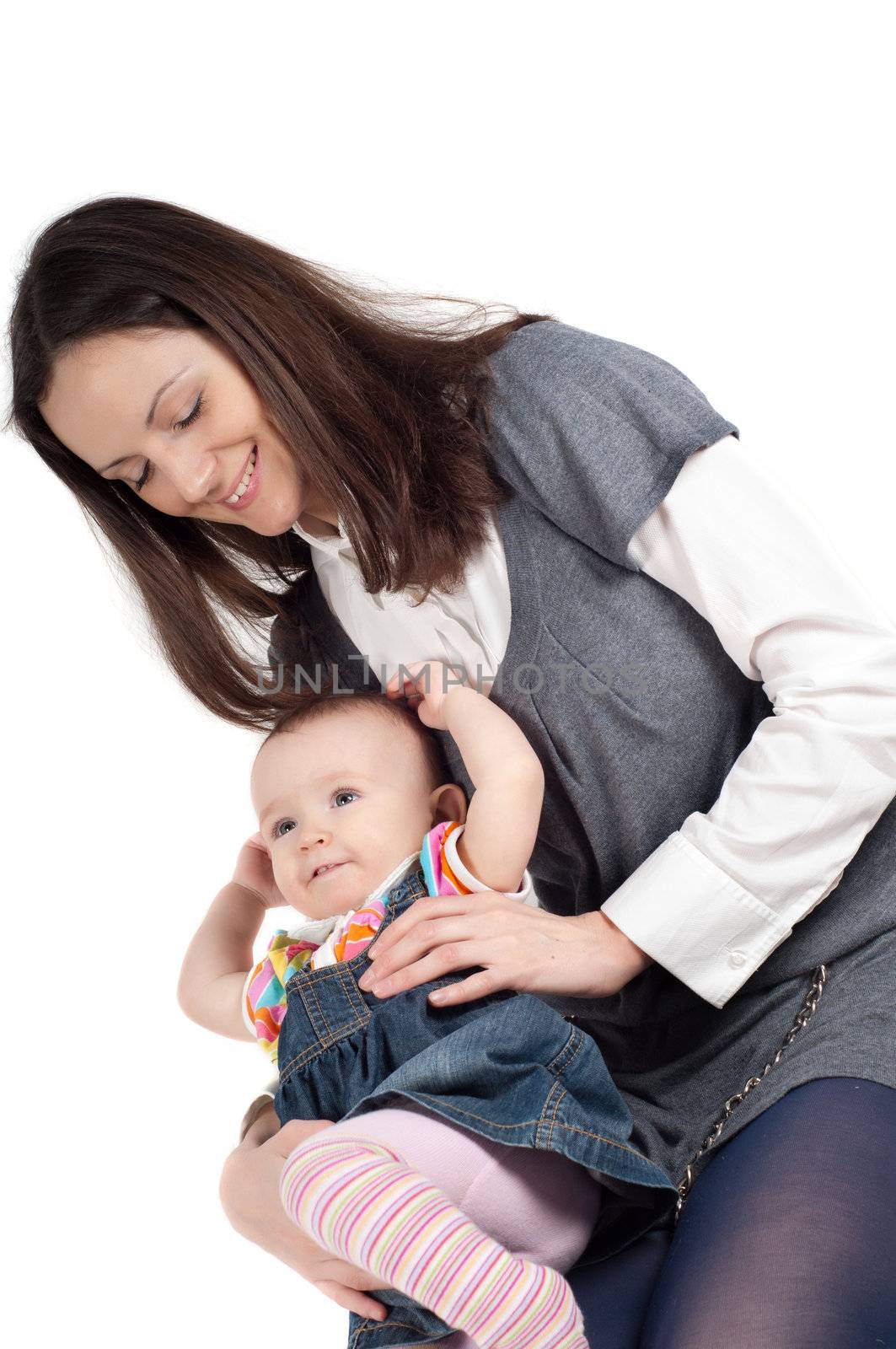 Shot of mother and daughter isolated on white