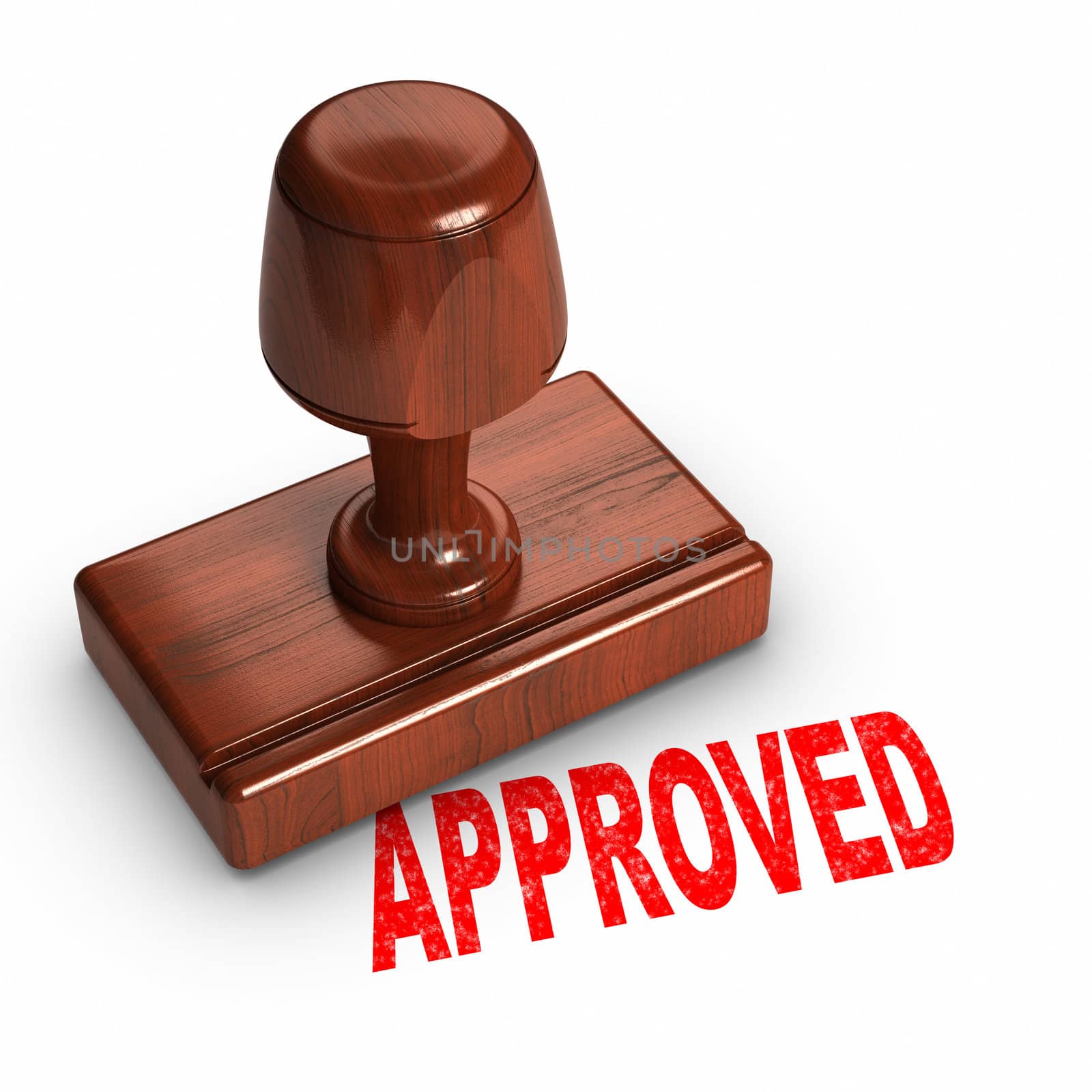 Rubber stamp with a word "APPROVED" printed.