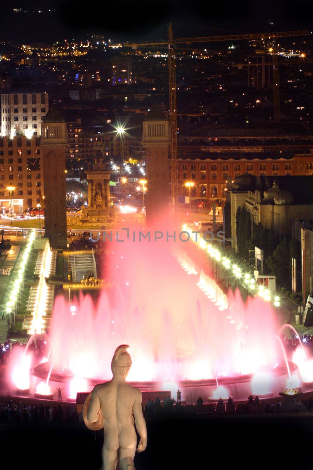 Magic fountain in city Barcelona, Spain