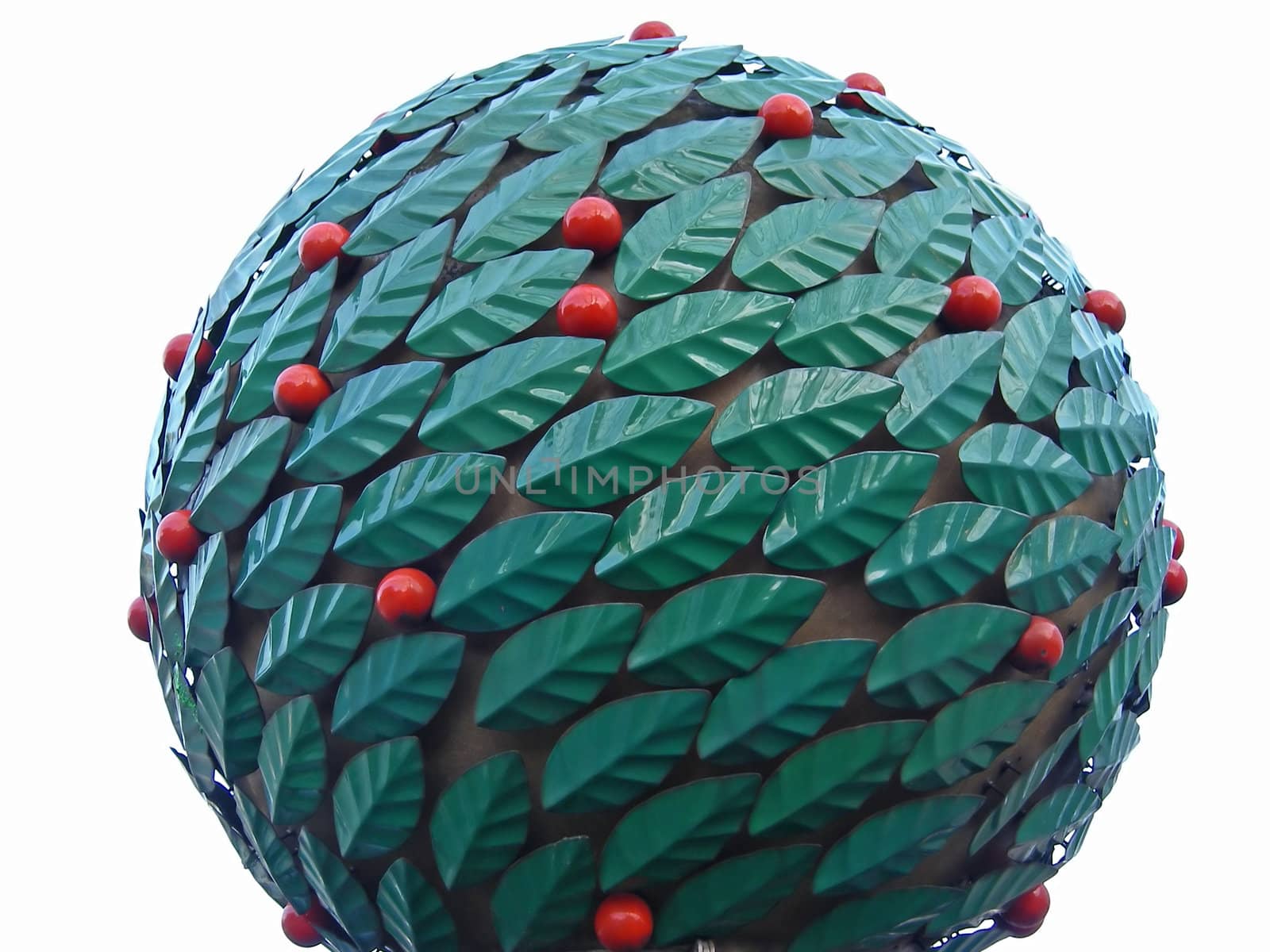 portrait of huge christmas ball outdoors isolated 