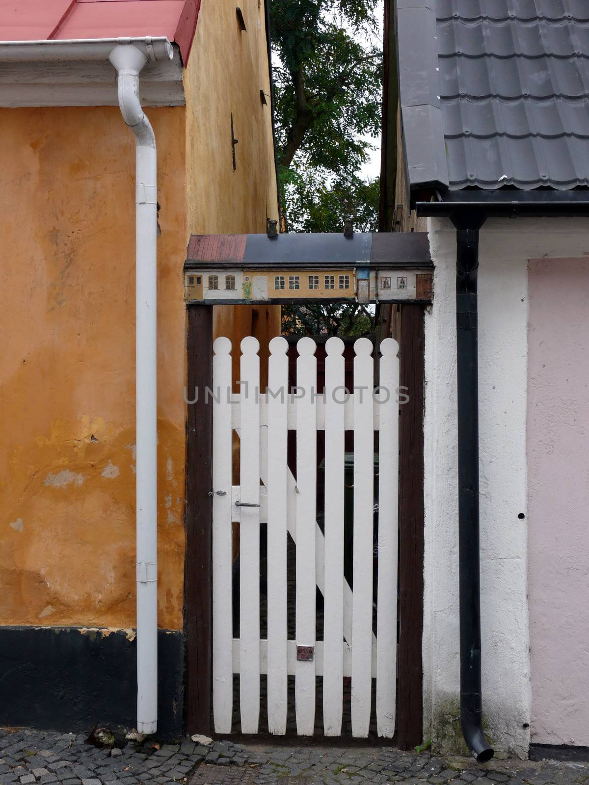 portrait of artistic door craft connecting two house