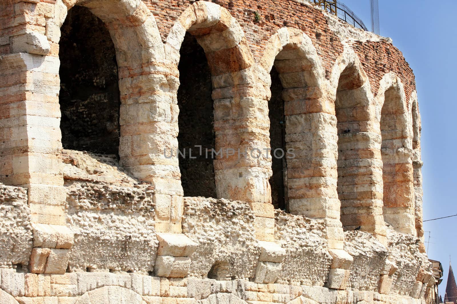 colosseum, details amphitheatre Arena in Verona, Italy