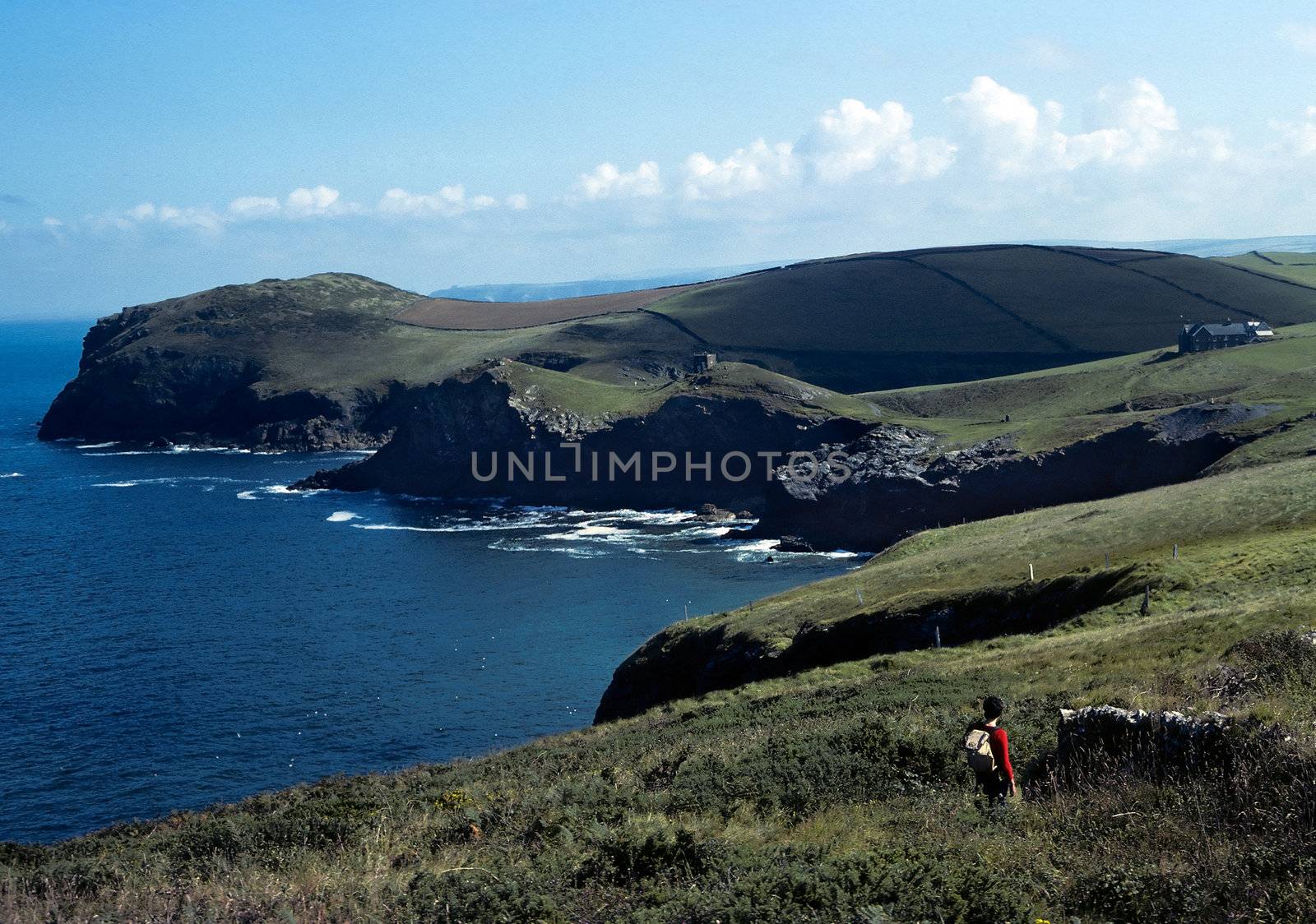 Cornwall Coastal Path with walker by steheap