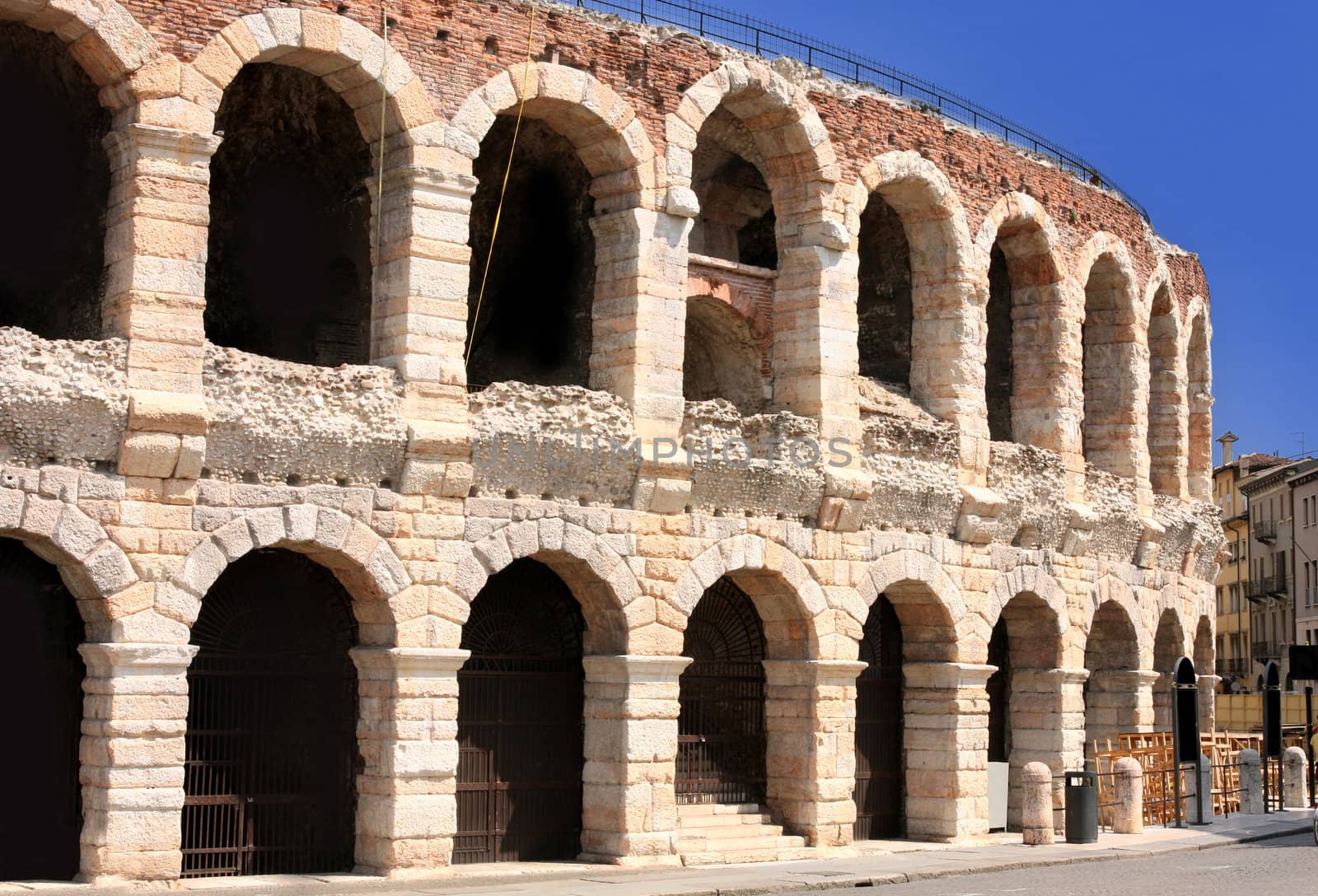 colosseum, details amphitheatre Arena in Verona, Italy