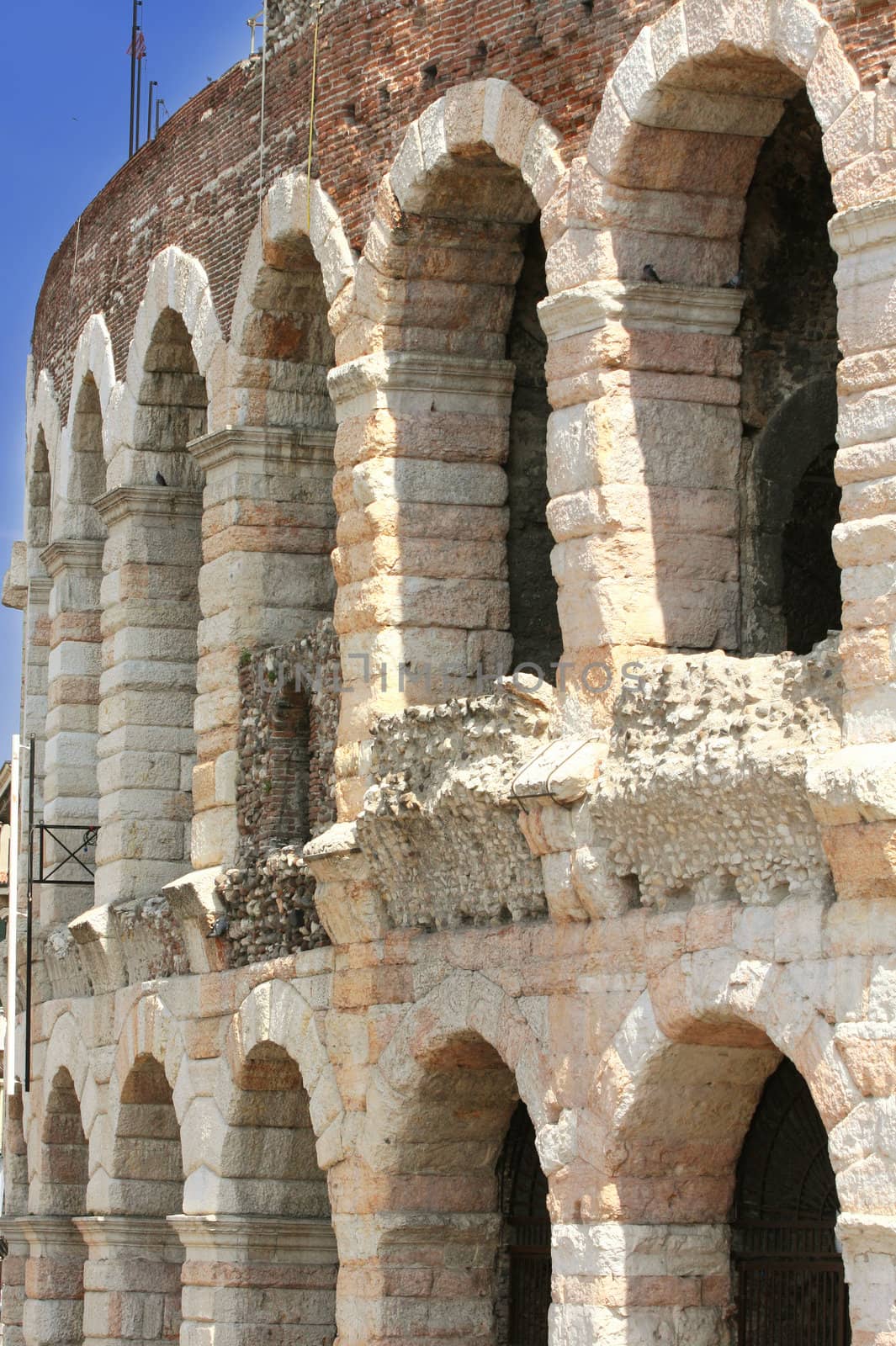 colosseum, details amphitheatre Arena in Verona, Italy