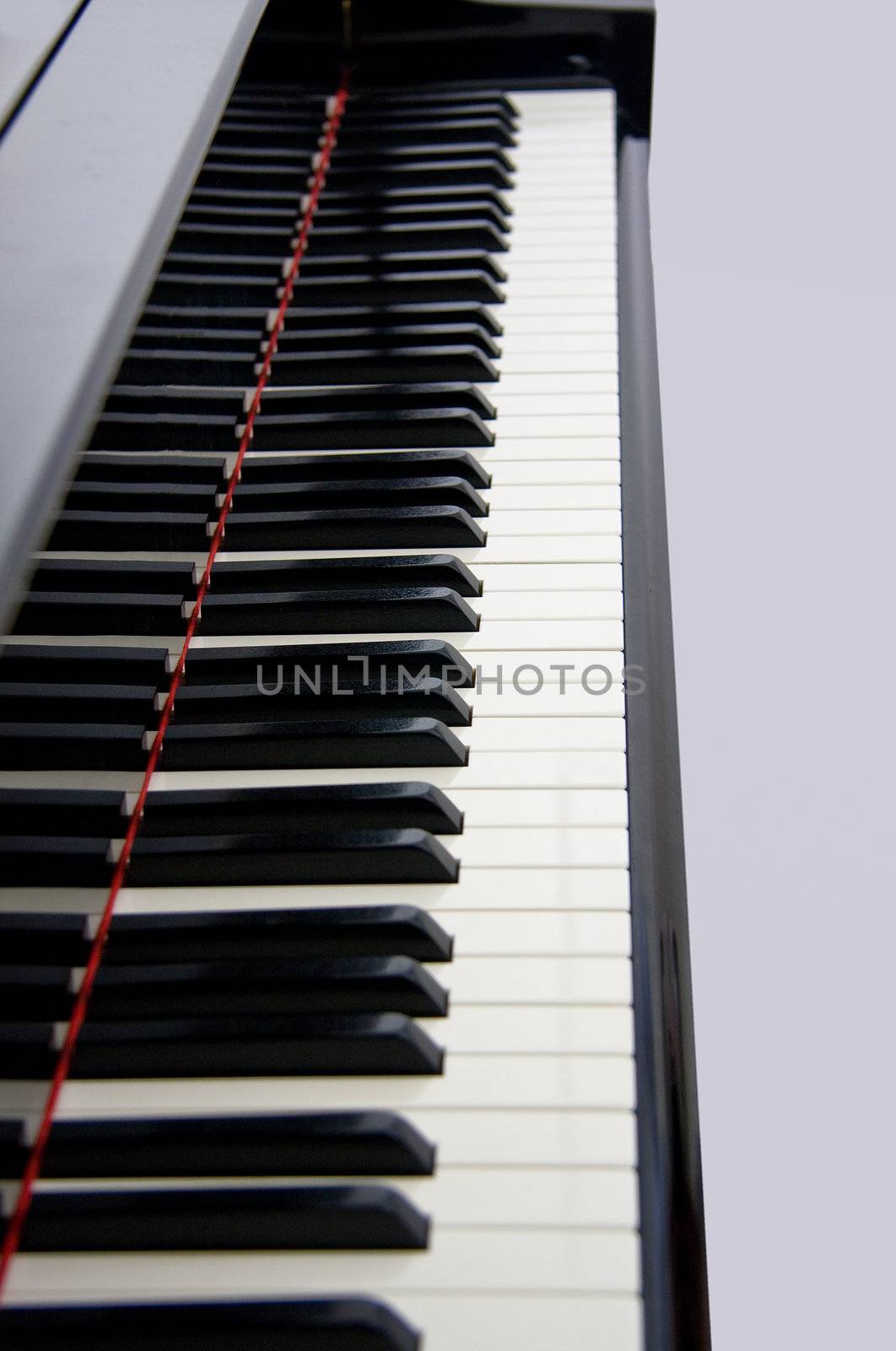 Close up of grand piano keyboard