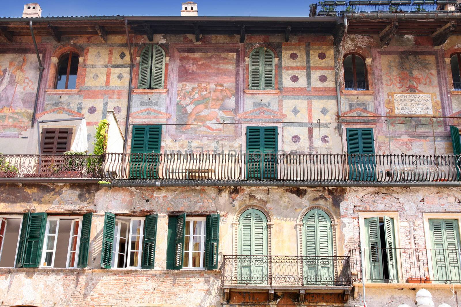 Mazzanti house in Piazza delle Erbe in Verona, Italy