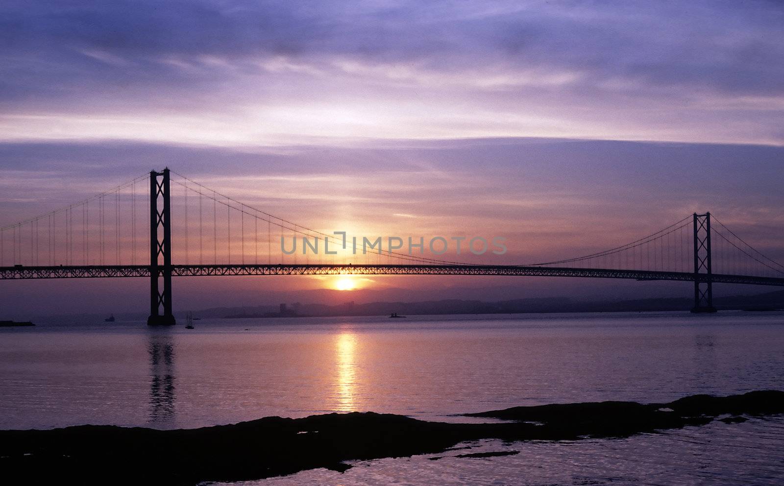 Forth Road Bridge at sunset by steheap