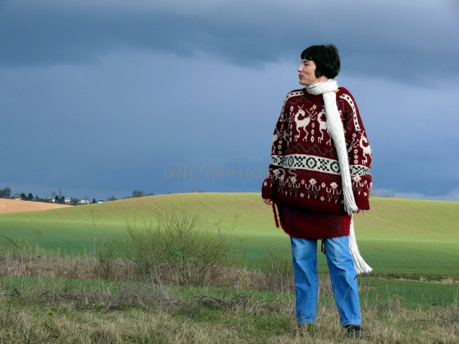 portrait of happy woman enjoy nature in spring