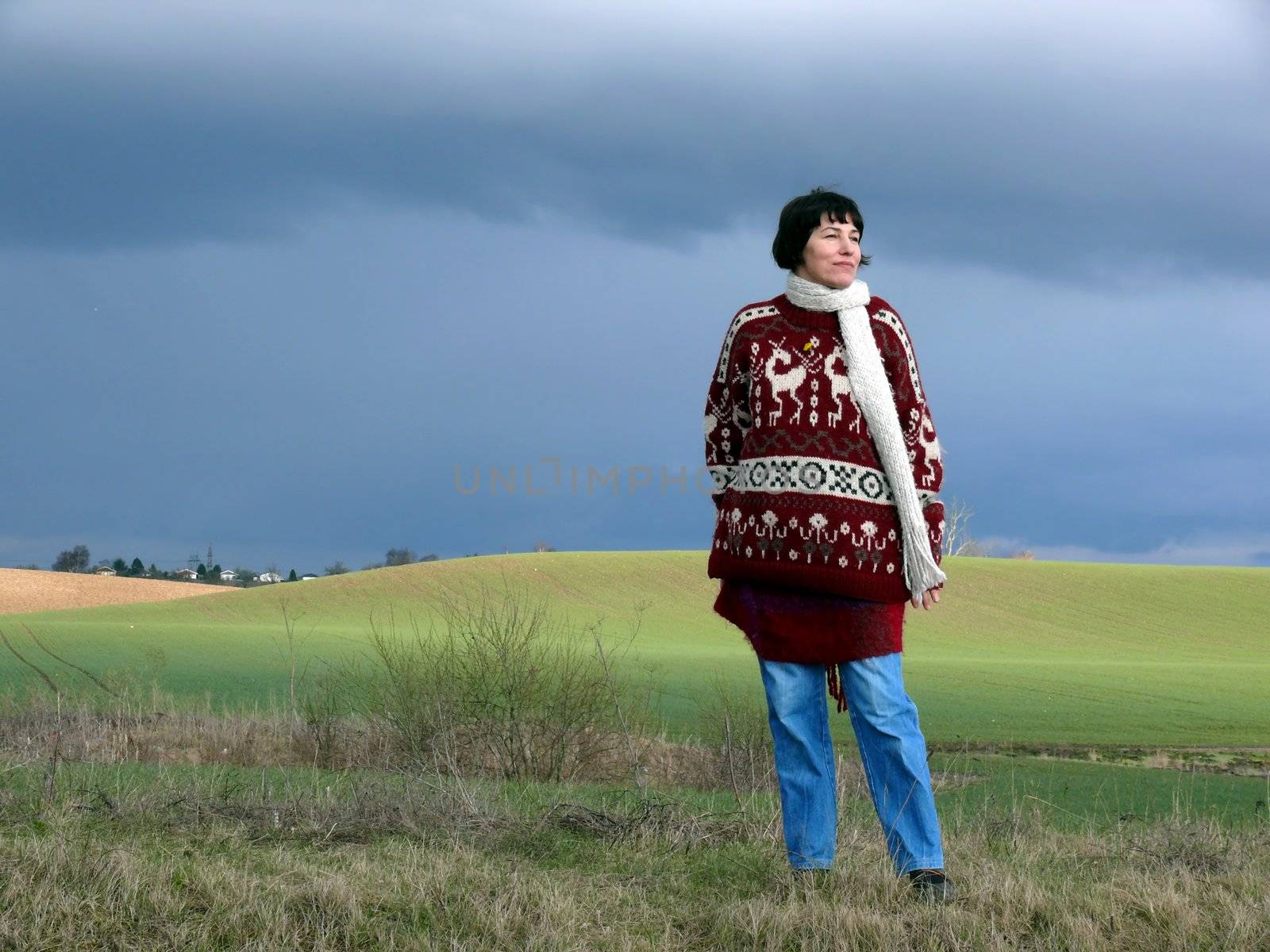 portrait of happy woman enjoy nature in spring