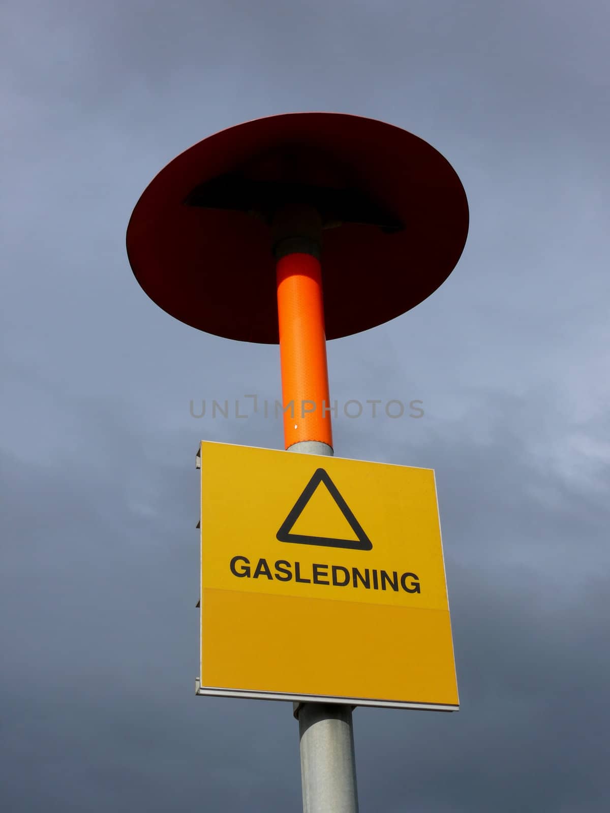 portrait of liquid gas warning sign