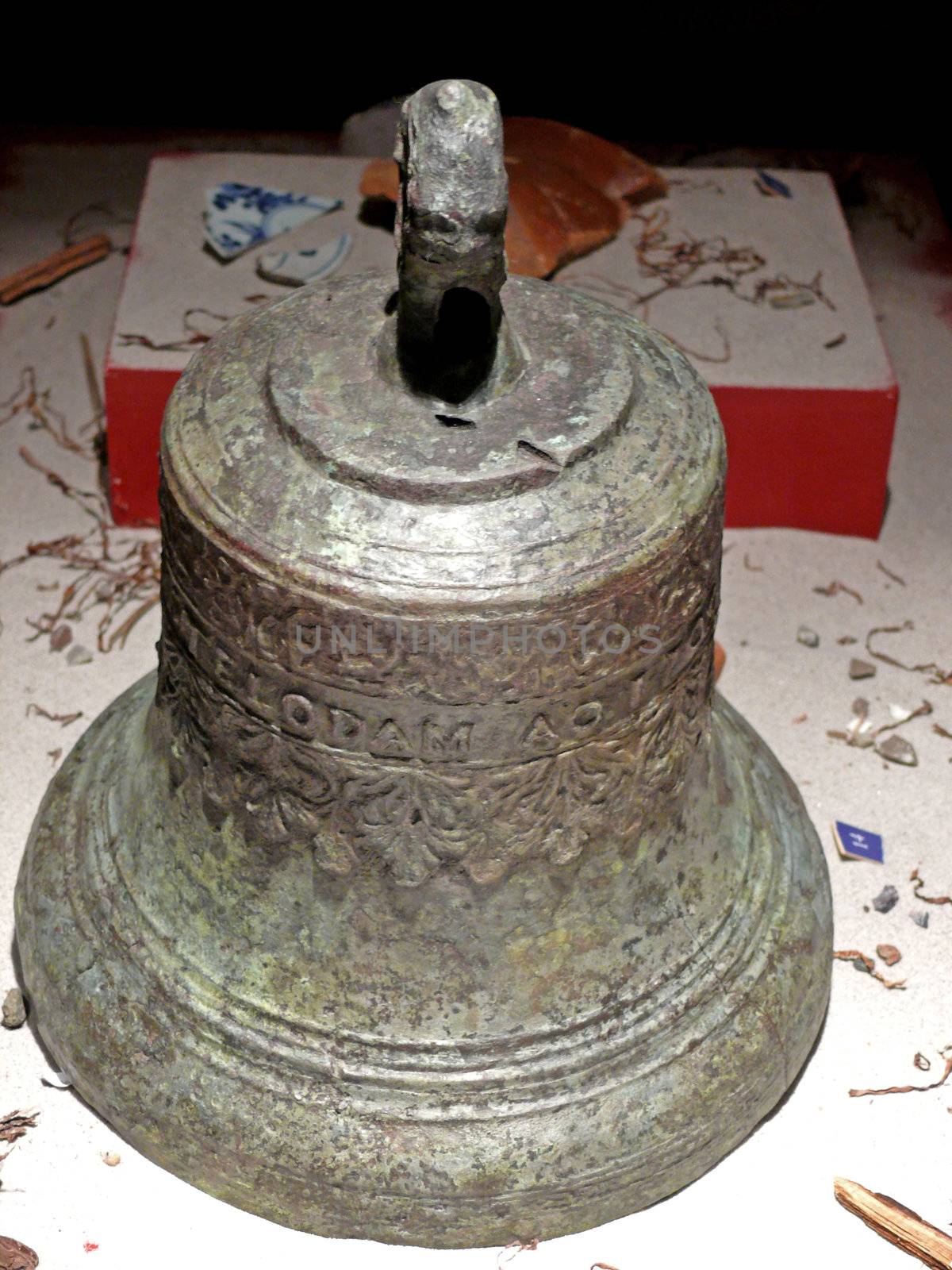 portrait of ancient ship bell from viking age