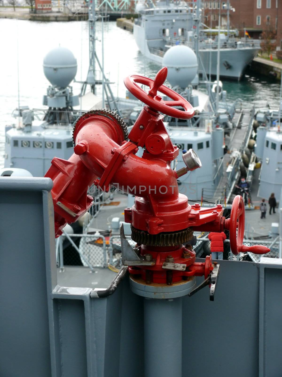 portrait of fire emergency station on military ship