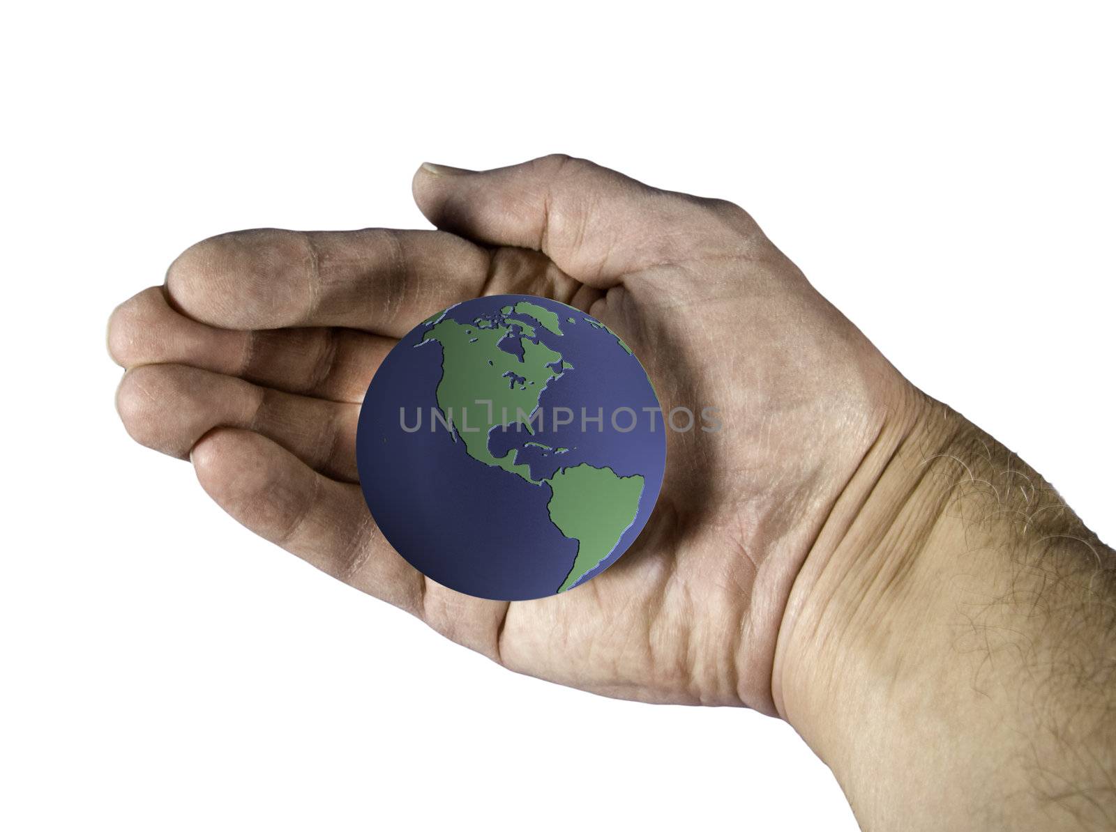 Blue and Green globe cradled in hand by steheap