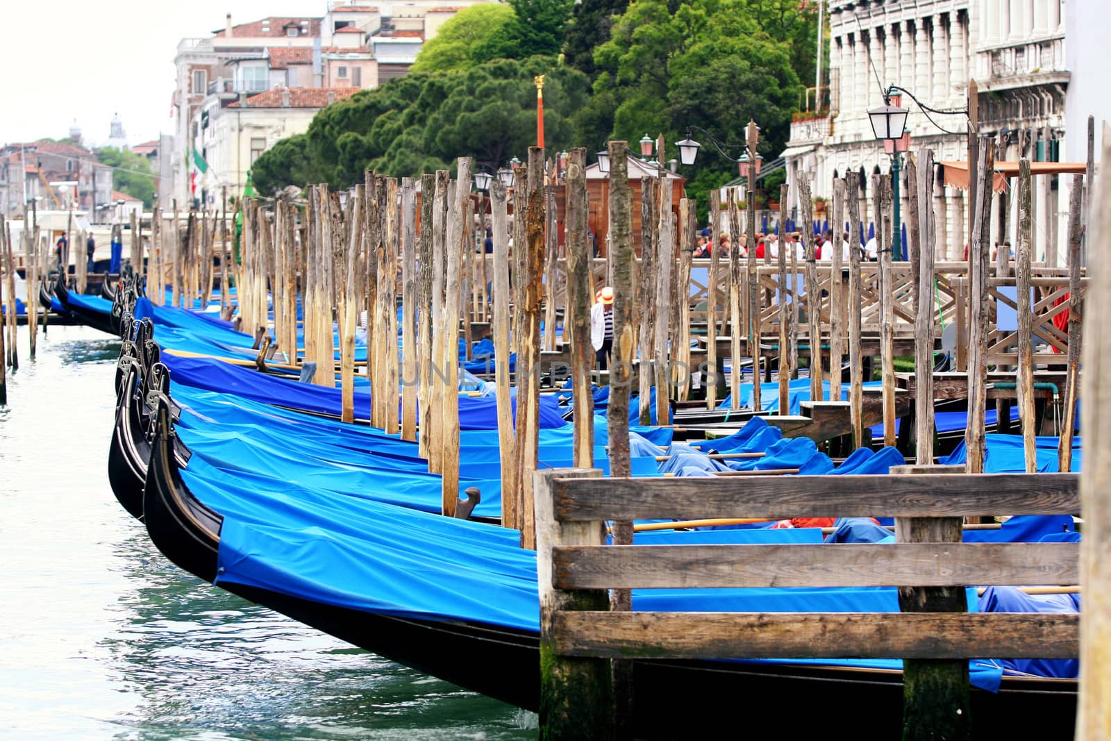 details of gondolas on water in Venice, Italy