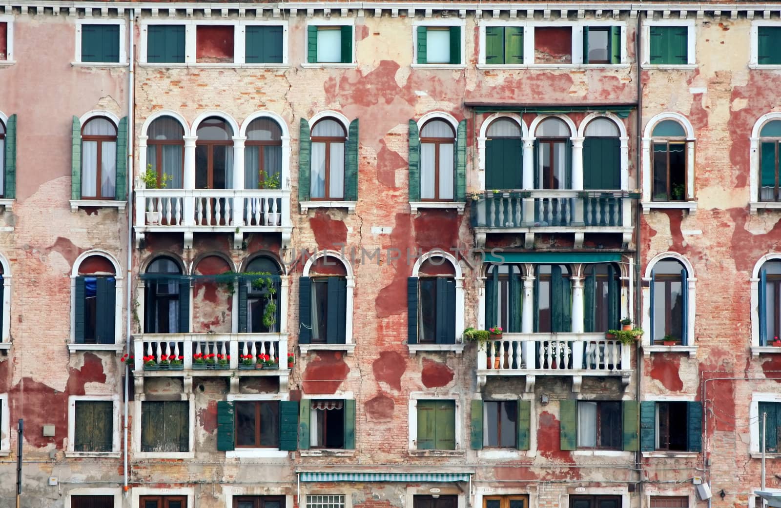 details shot of building, old houses in Venice, Italy