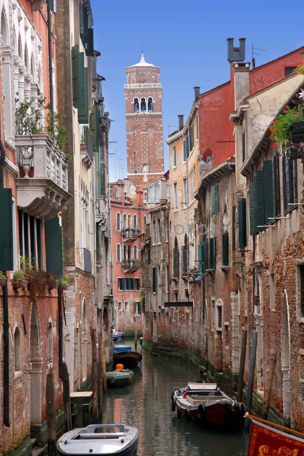 Details shot old houses and street in Venice, Italy