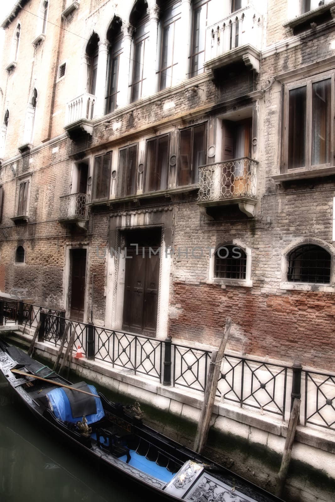 Details shot old houses and street in Venice, Italy