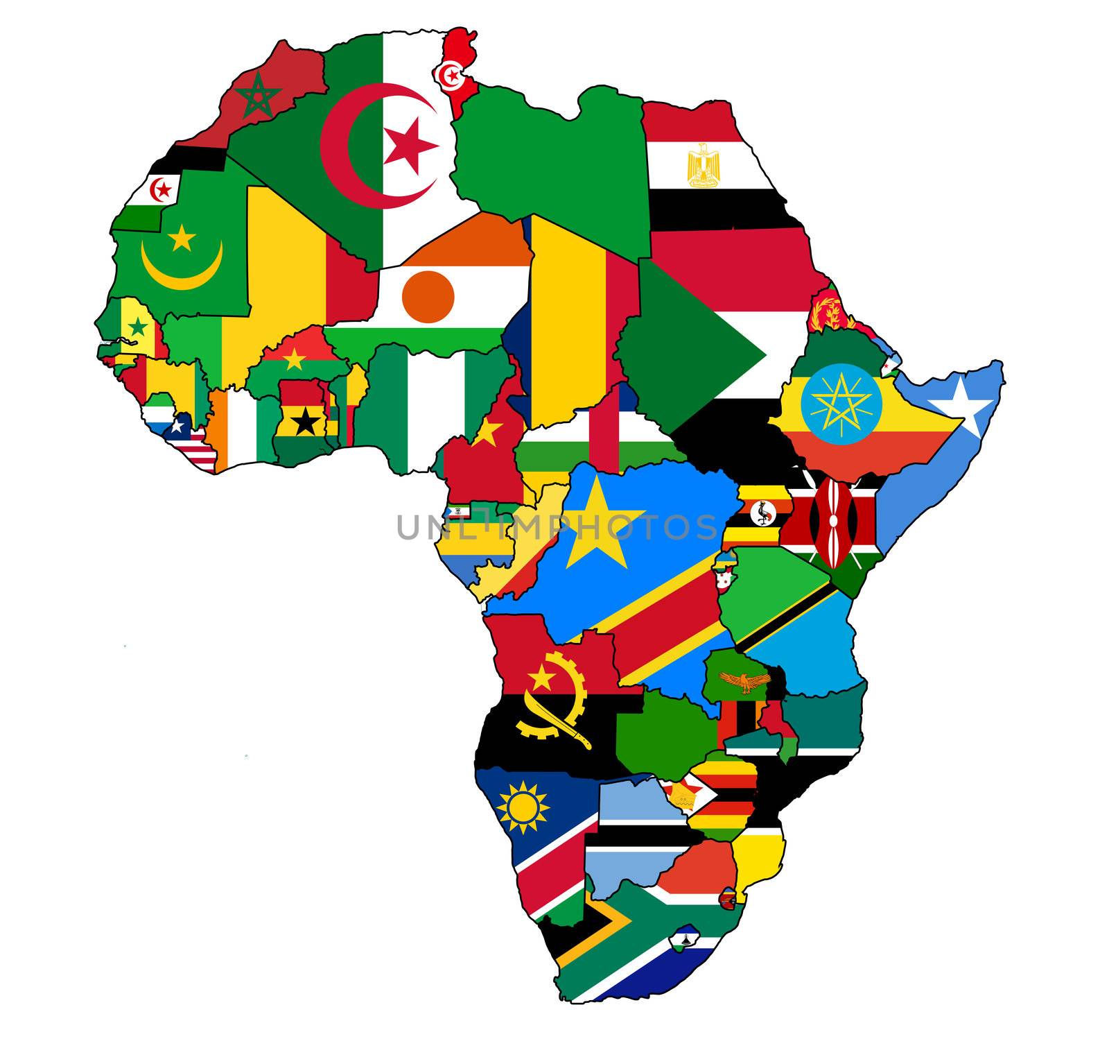 africa political map with flags