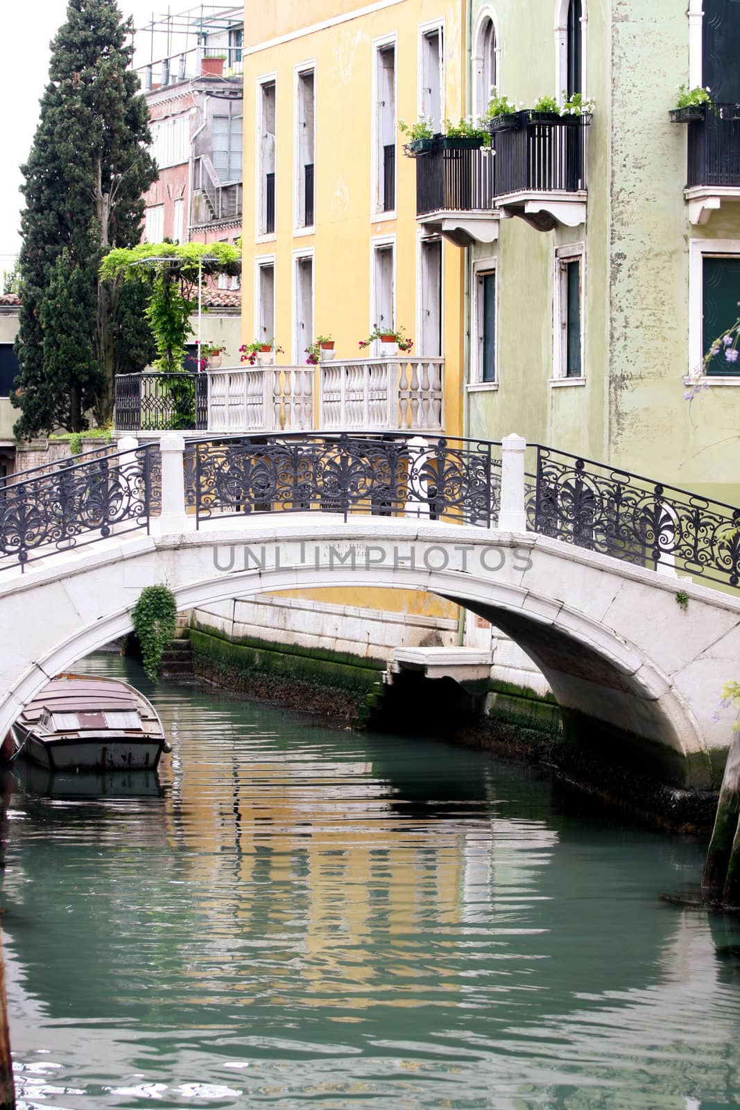 Details shot old houses and street in Venice, Italy