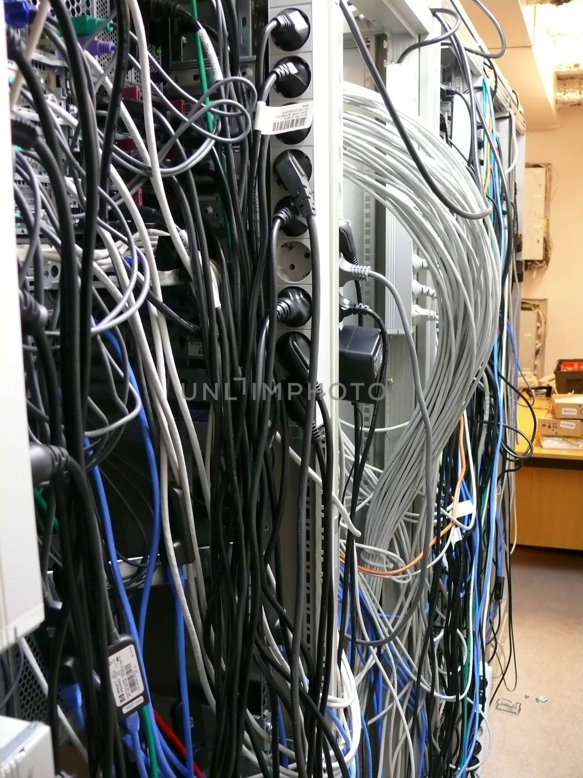 portrait of network cables in a datacenter