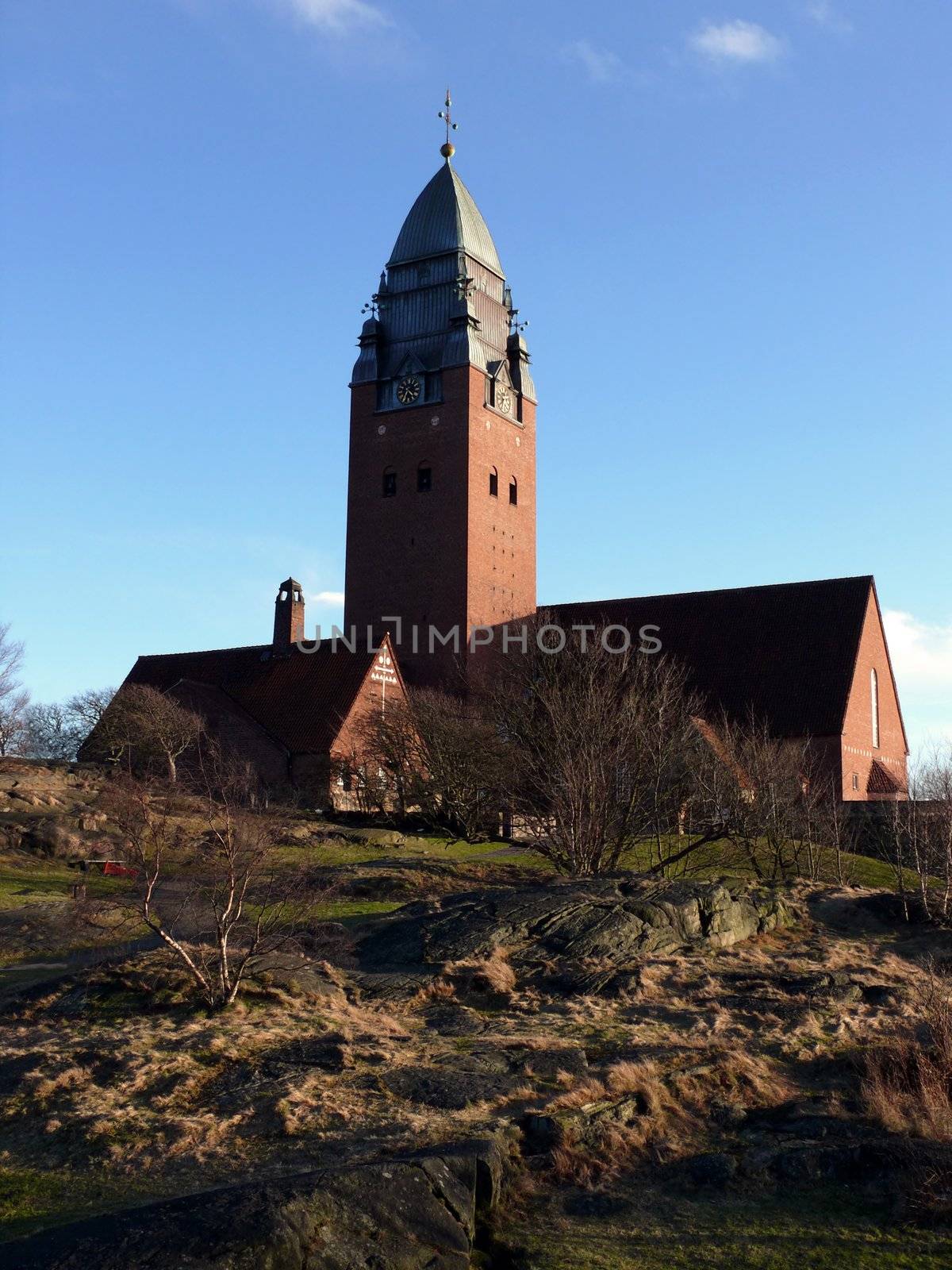 portrait of Masthugg church from 1914 in Gothenburg Sweden