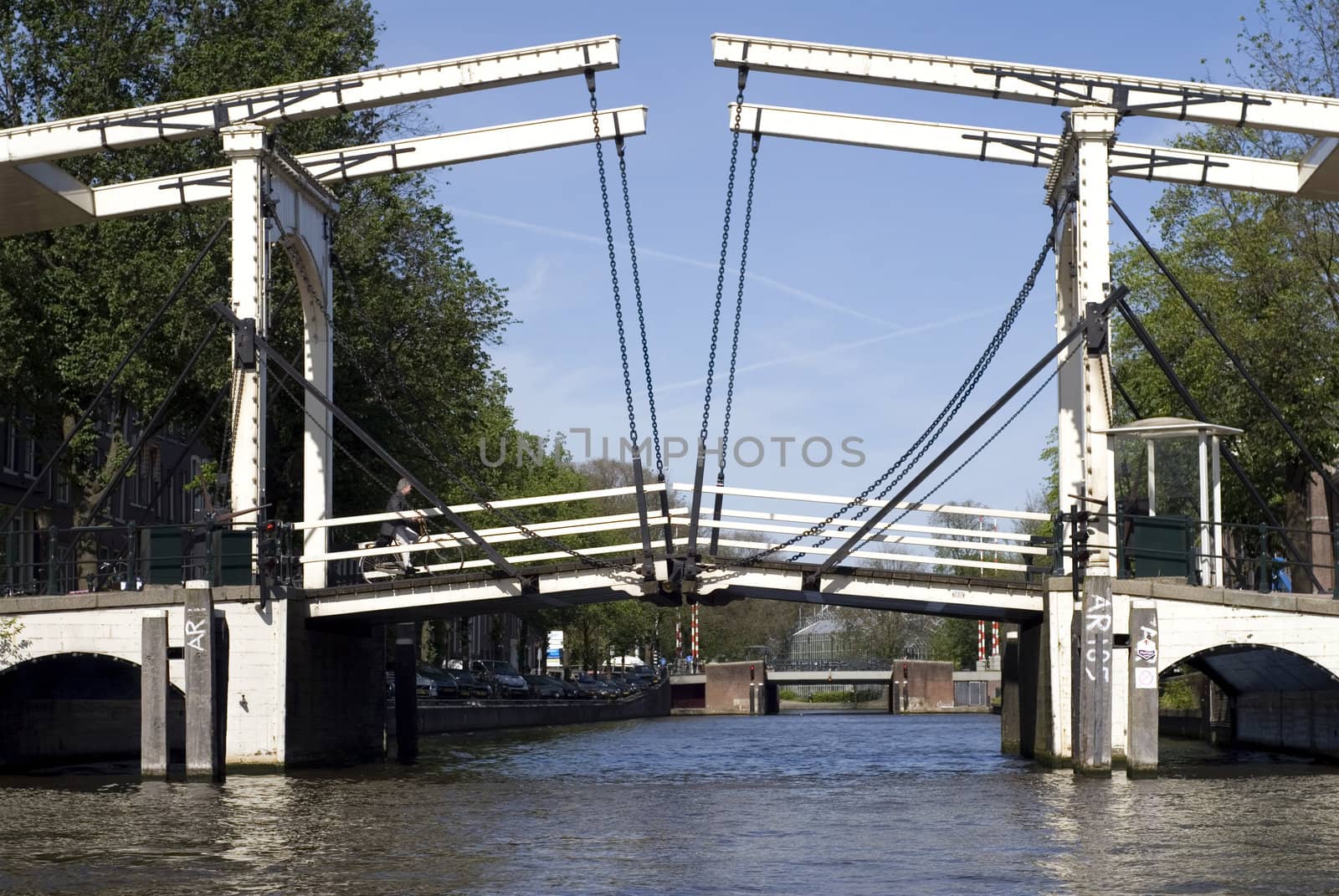 portrait of an amsterdam bridge seen from ocean